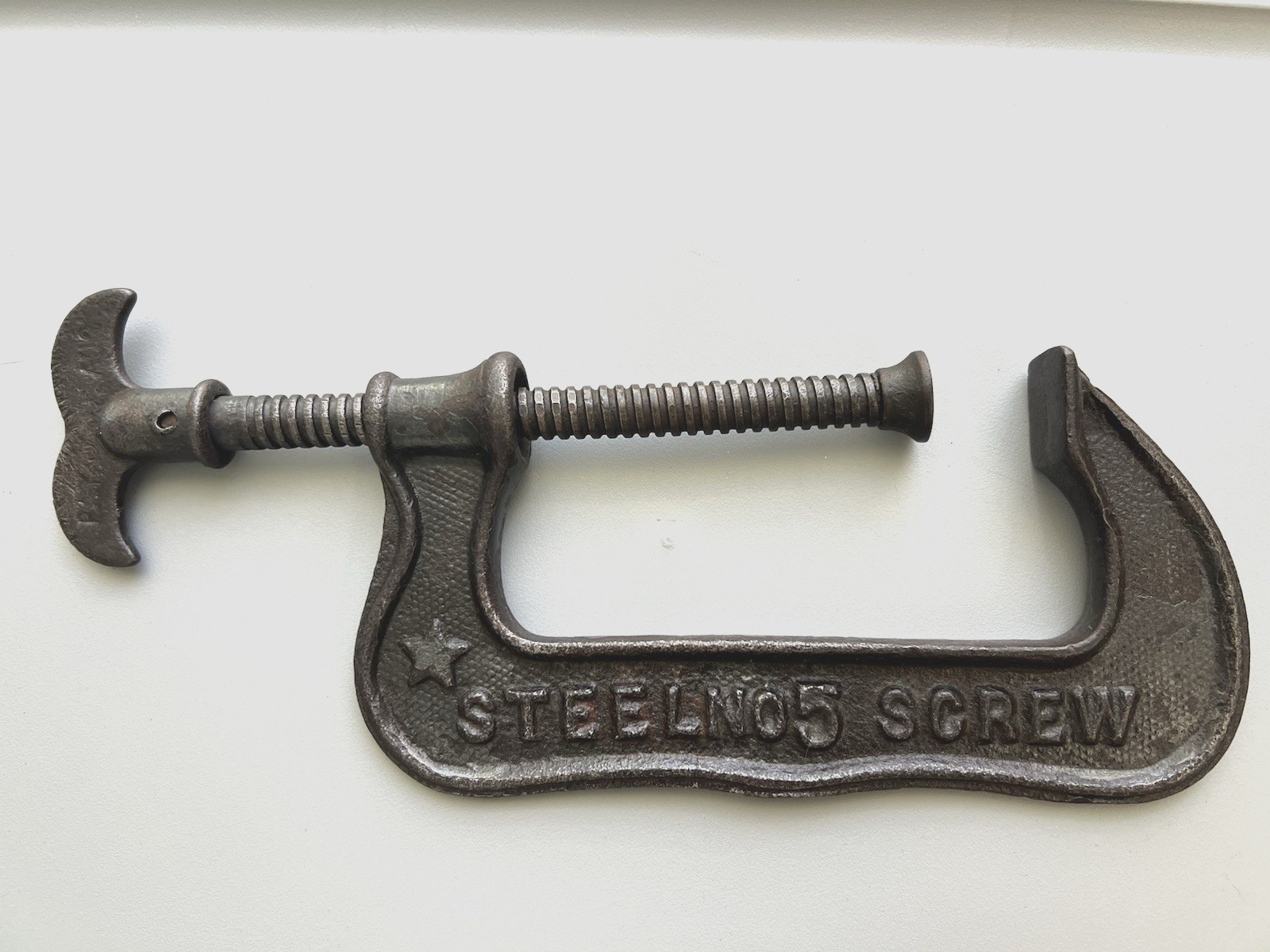 Antique P.S.&W. CO. No. 5 Steel C-Clamp Pat’d 1888 USA Southington, Conn (A)