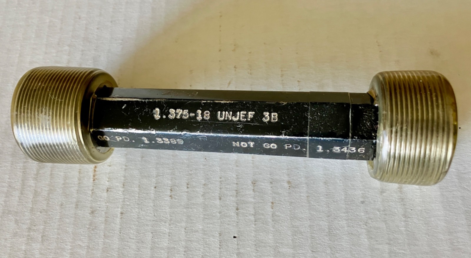 ALAMEDA 1-3/8 18 UNJEF 3B THREAD PLUG GAGE 1.375 GO NO GO 1.3389 & 1.3436
