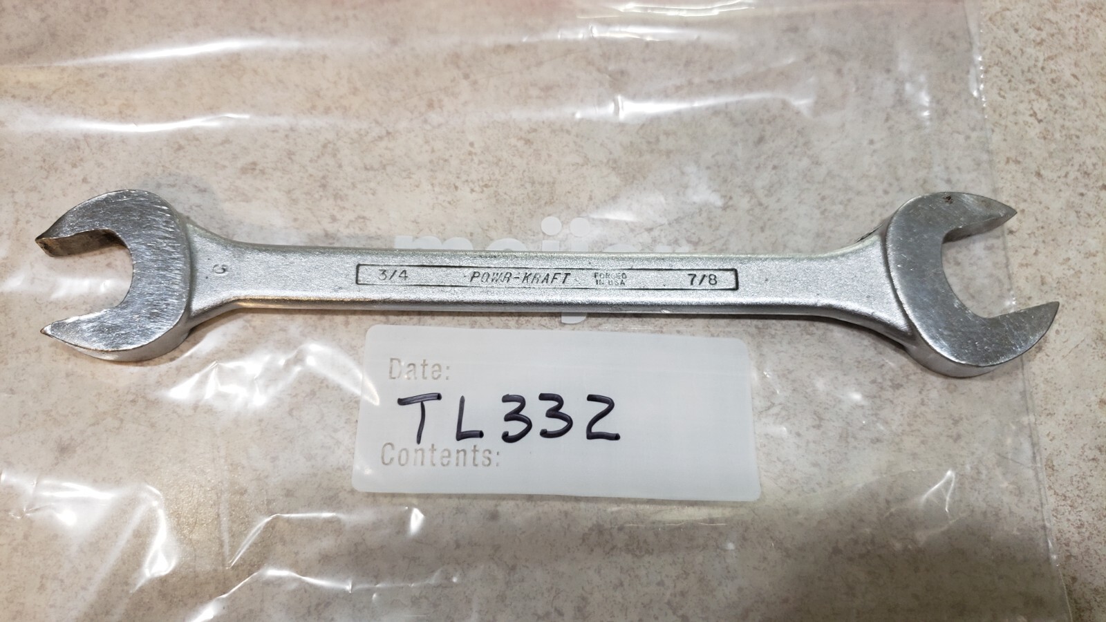 VINTAGE POWER KRAFT OPEN END WRENCH 3/4″-7/8″ USA (TL332)