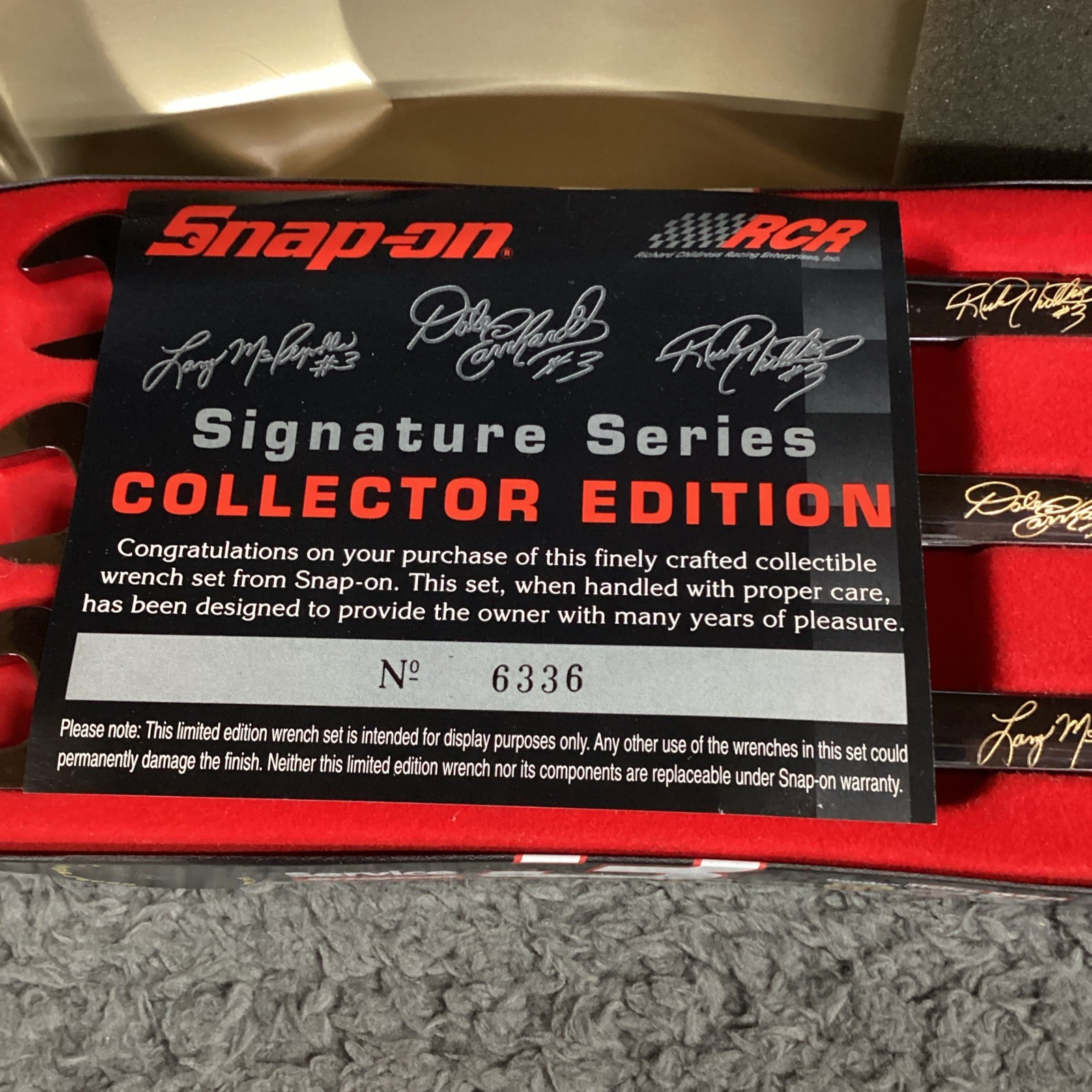 Snap On Dale Earnhardt Signature Collector 3 Piece Wrench Set PLUS BONUS!!!
