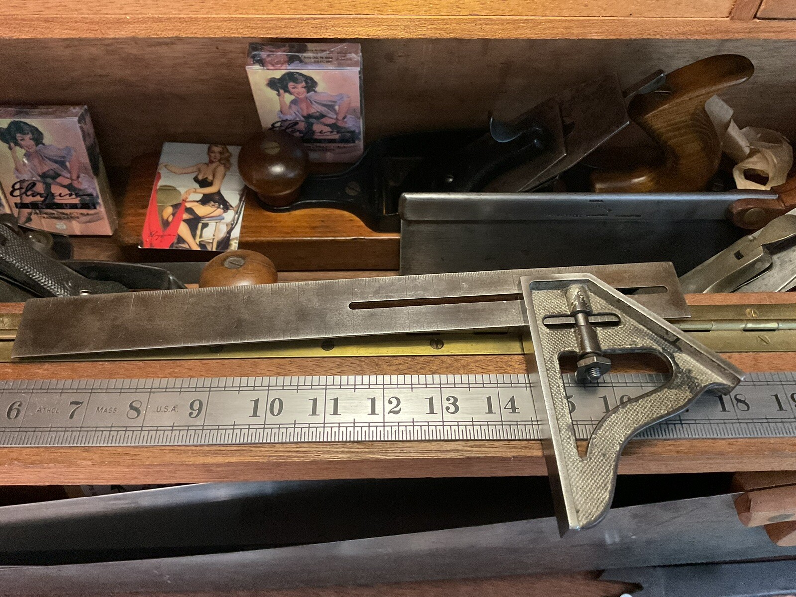 Stanley No. 21 Combination Square – Antique Patent 1917 – Woodworking Hand Tool