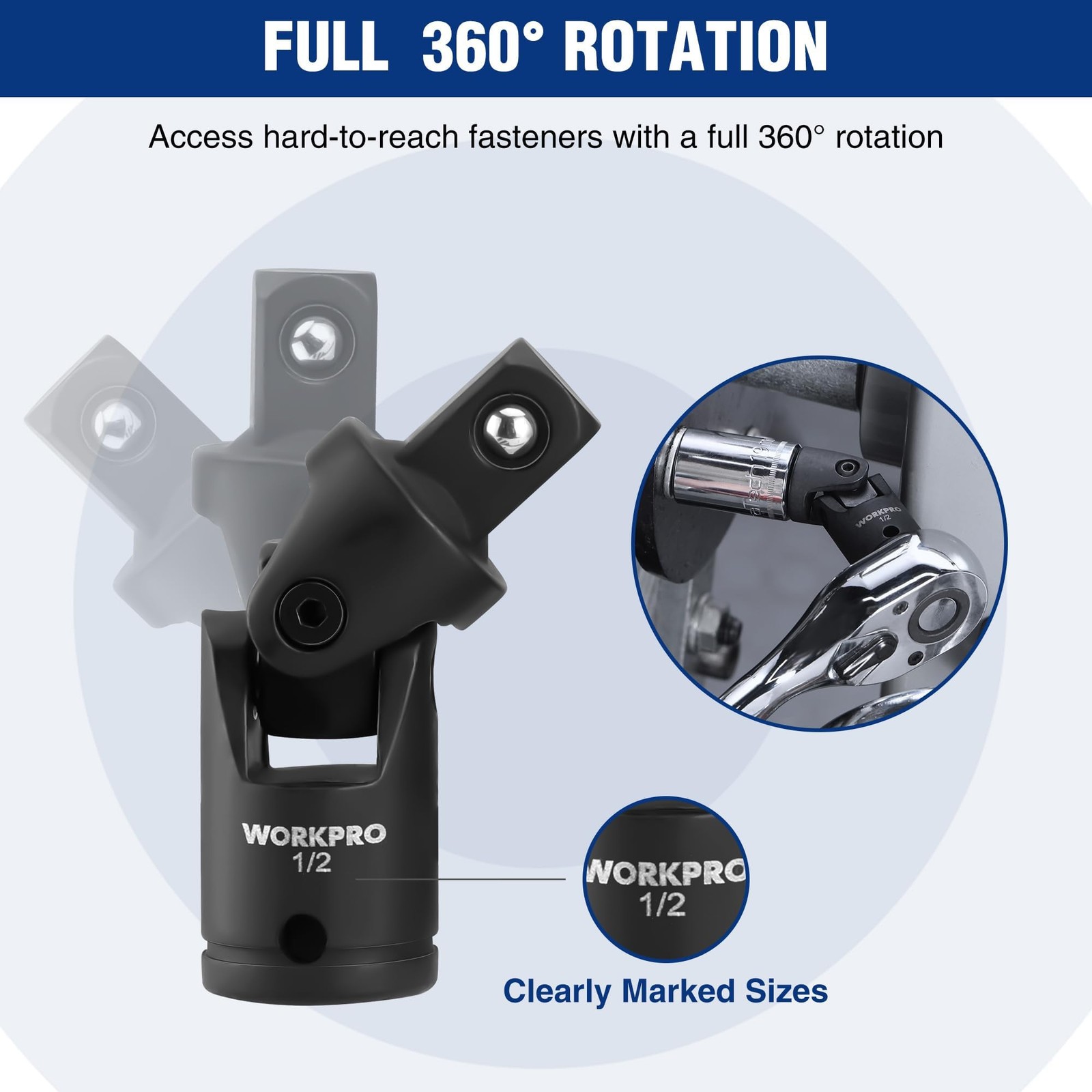 WORKPRO 1/2″ Drive Impact Socket Extension Bar and Adapter Set, 6-Piece | Inc…