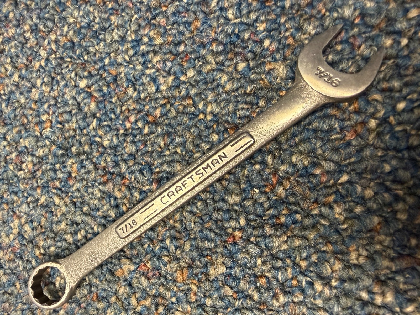 Vtg Craftsman 7/16″ comb. wrench, very early V, excellent condition