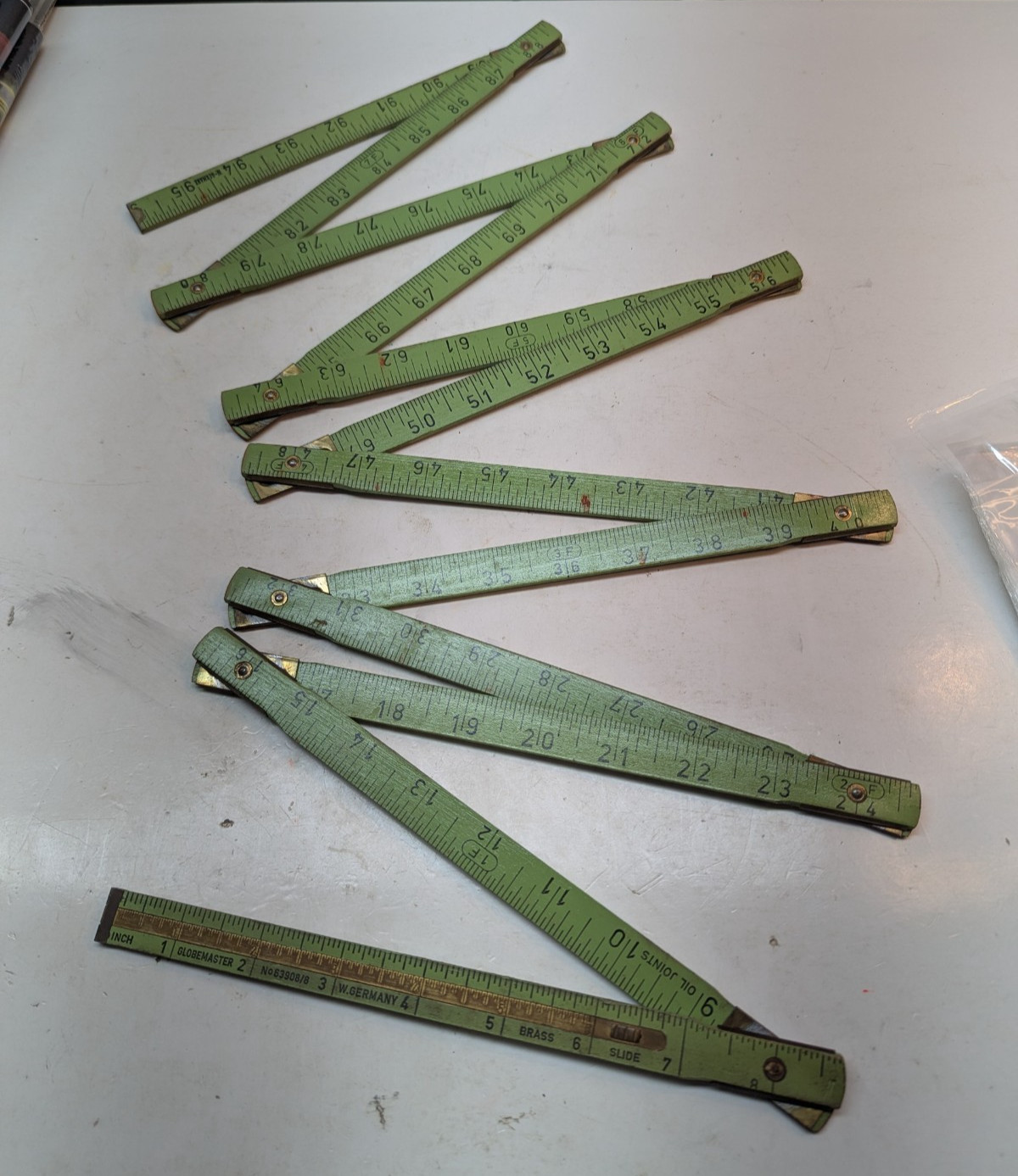 Vintage Globemaster 63908/8 West Germany Wood Ruler Slide Brass Extension 96cm