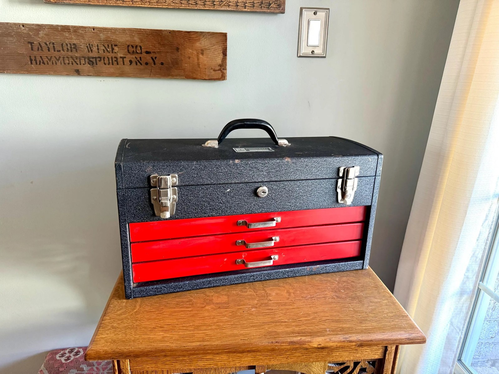 Vtg Heavy Penncraft Tool Box | Black and Red Penncraft Toolbox
