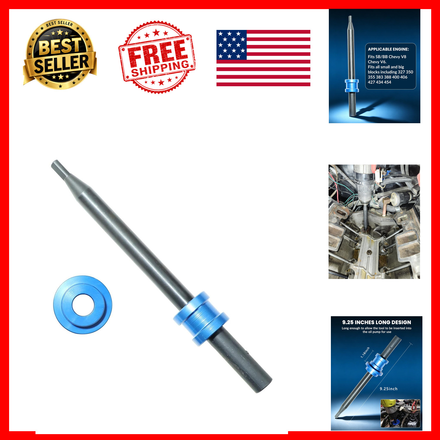 Oil Pump Primer Tool GM Chevy V6 V8 SBC 350 BBC 454 Anti-Wobble Billet Sleeve
