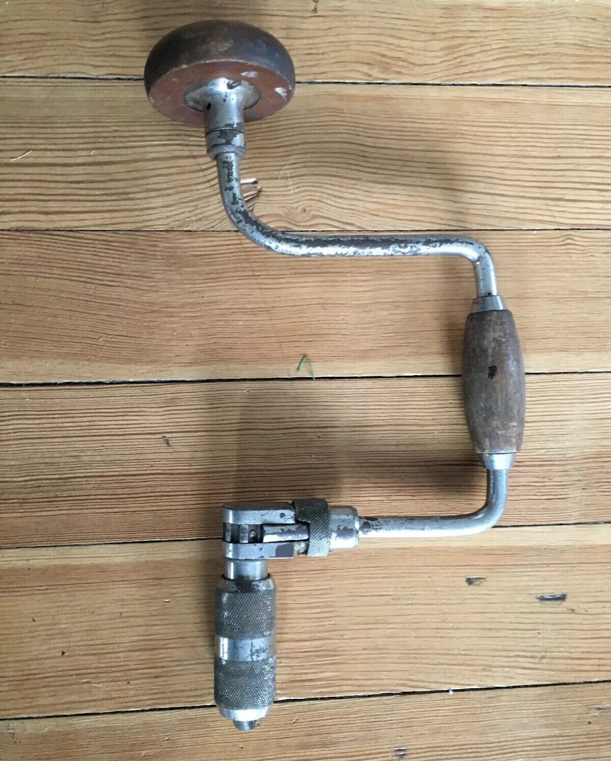 (2) Vintage Hand Drill Braces UNBRANDED & GOODELL PRATT for Parts AS/IS