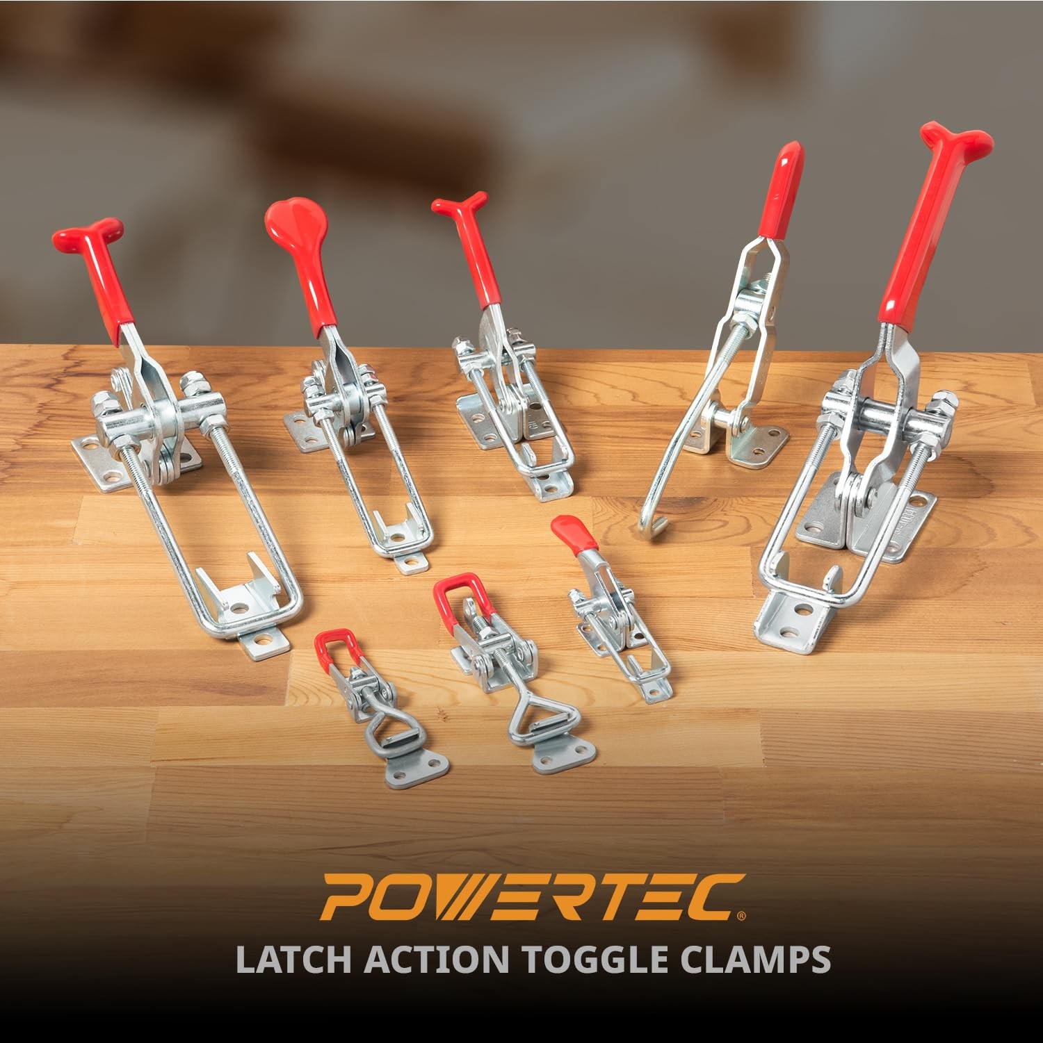 POWERTEC 2PK Toggle Clamp, 2000 lbs Holding Capacity, 40341 Pack of 2, Sliver