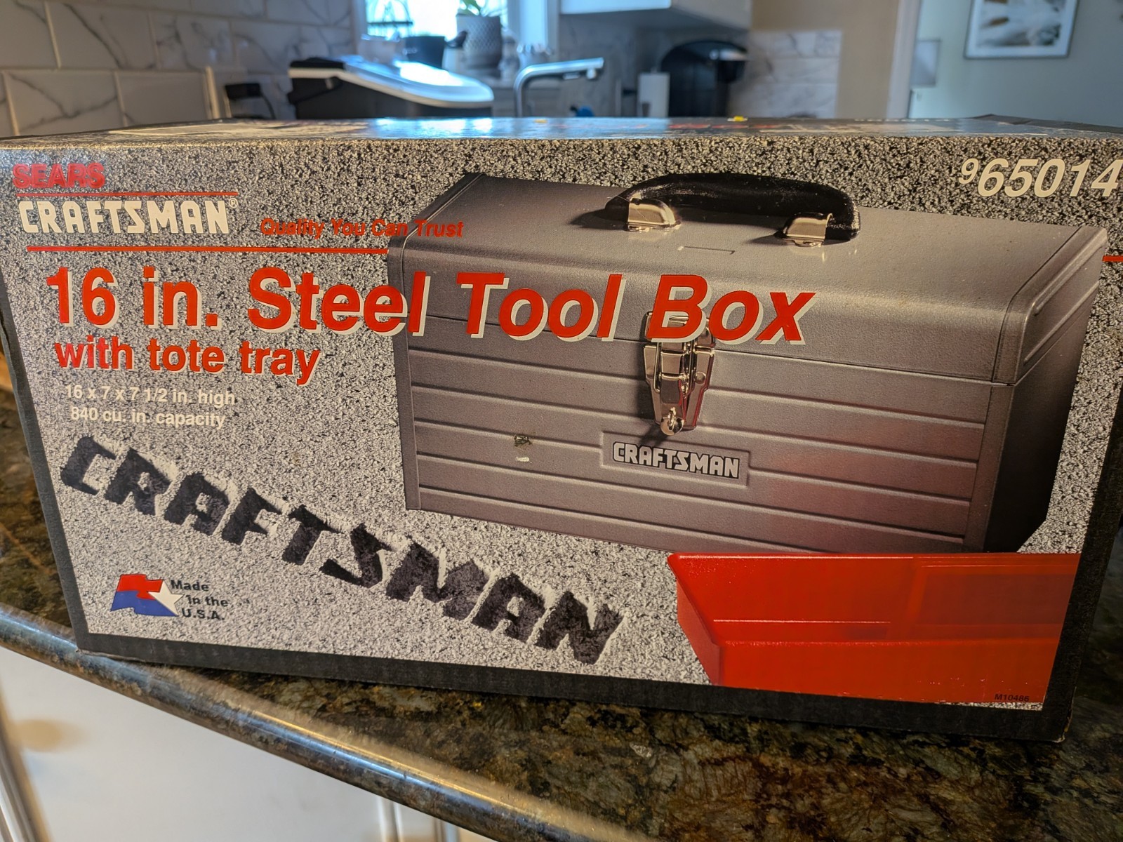 NOS Vintage Sears Craftsman 16″ Steel Tool Box with Red Tray #965014 SEALED
