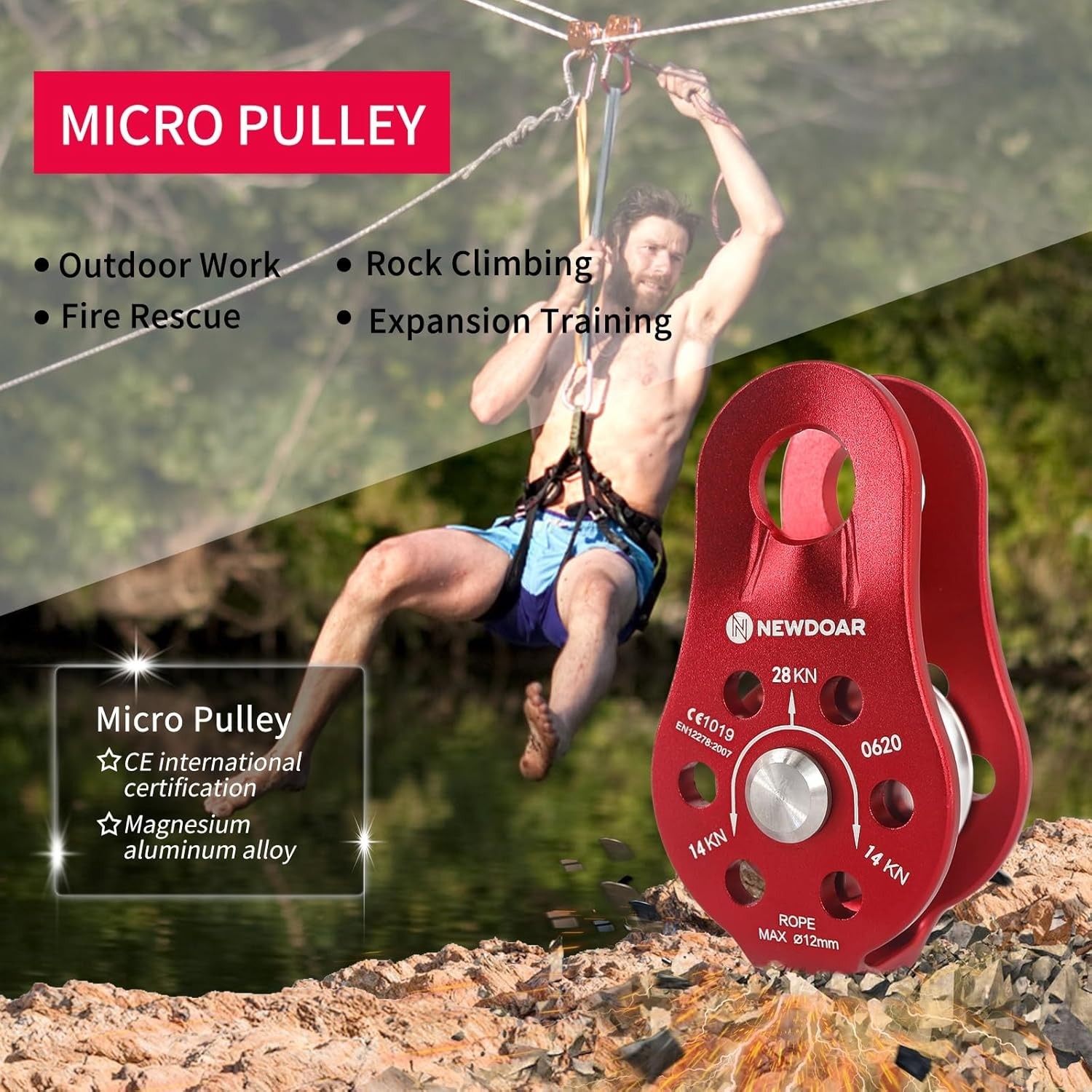 Fixed Plate ,28KN Certified General Purpose Small Aluminum Rope Pulleys for …