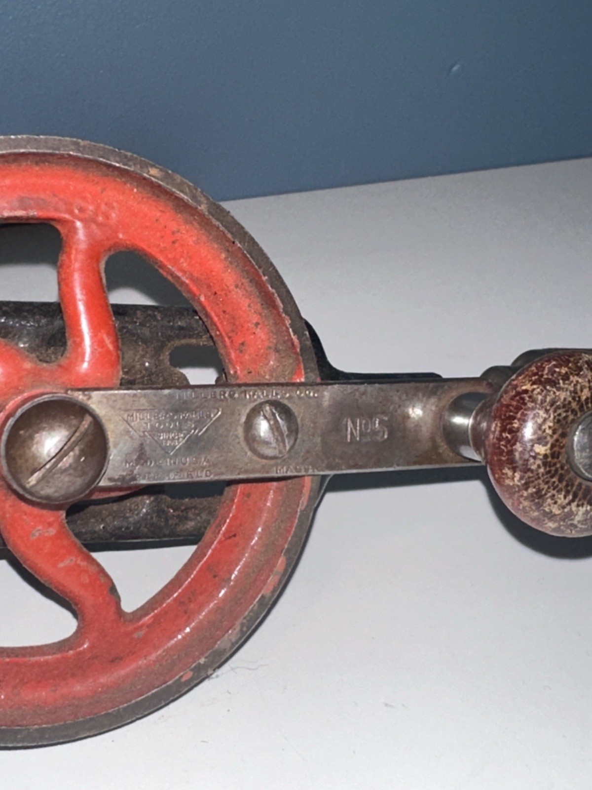 Vintage Miller Falls No. 5 Hand Drill Crank Drill Tool Egg Beater