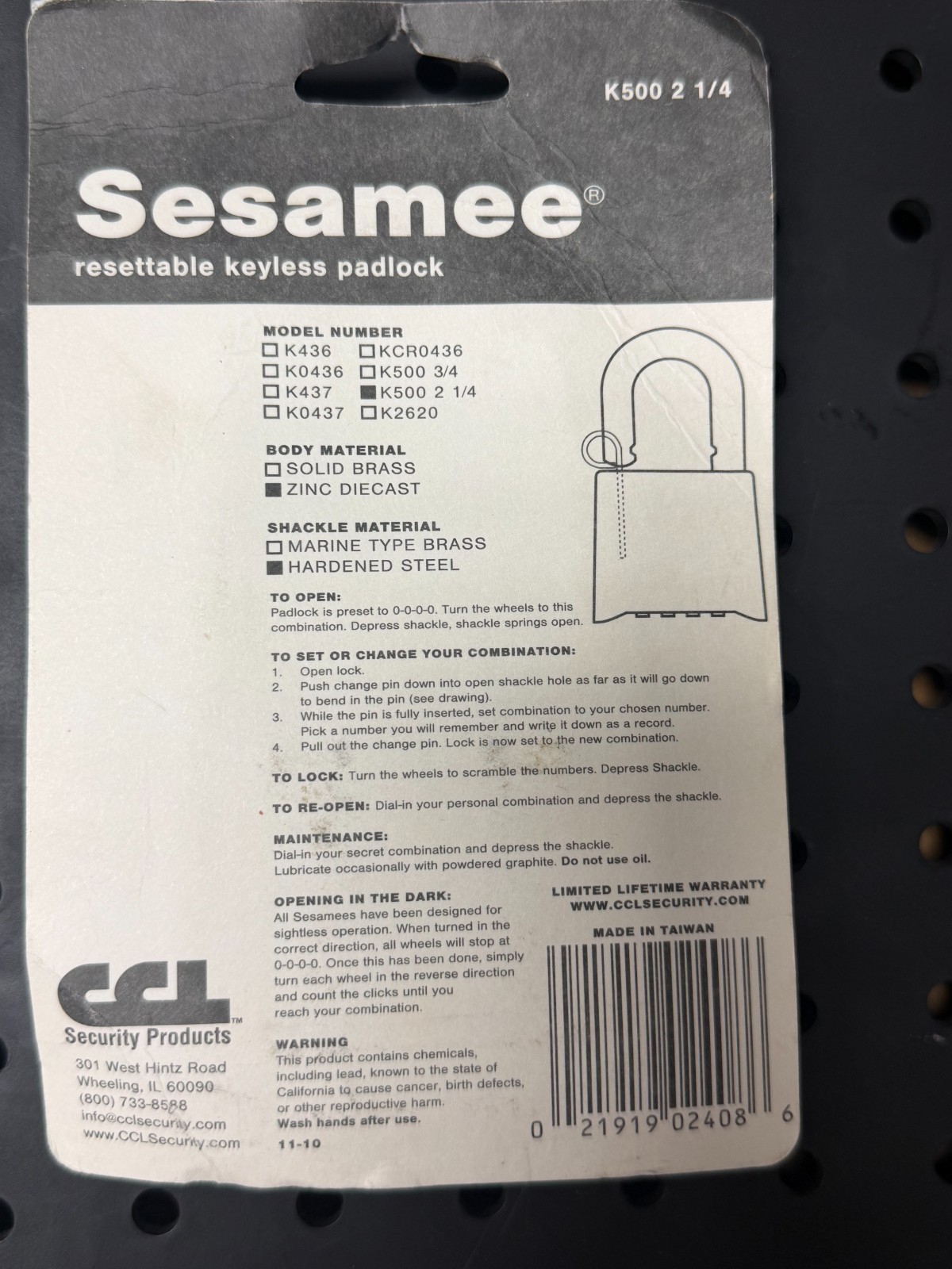 Sesamee Combination Heavy Duty Padlock Weather Resistant K500 2 1/4 CCL Security