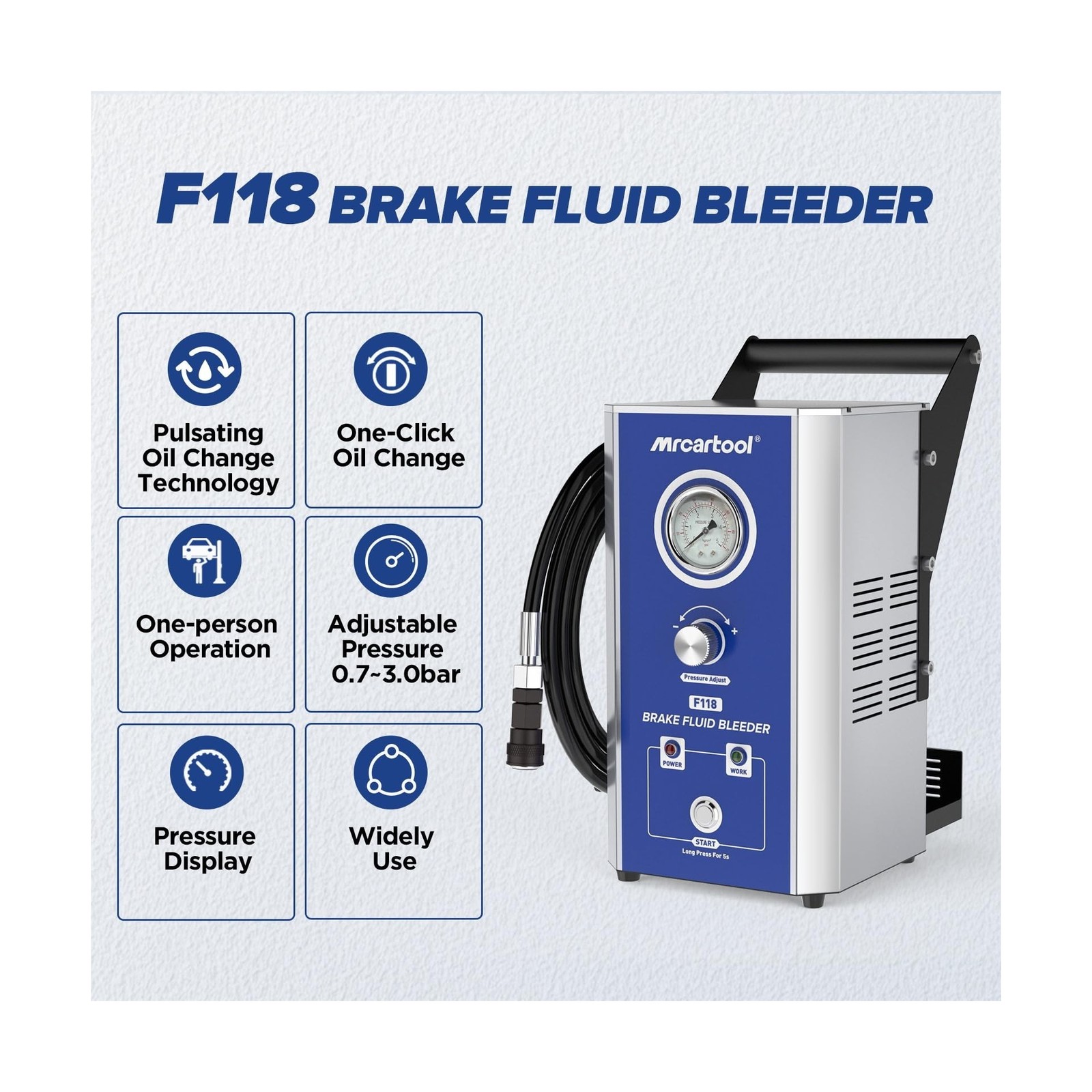 MR CARTOOL F118 Electric Brake Bleeder Kit, 110V Automotive Brake Fluid Oil E…