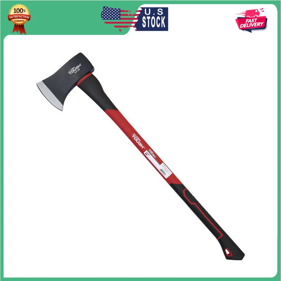 Hyper Tough 3.5 lb Single Bit Axe with Fiberglass Handle and Steel Head