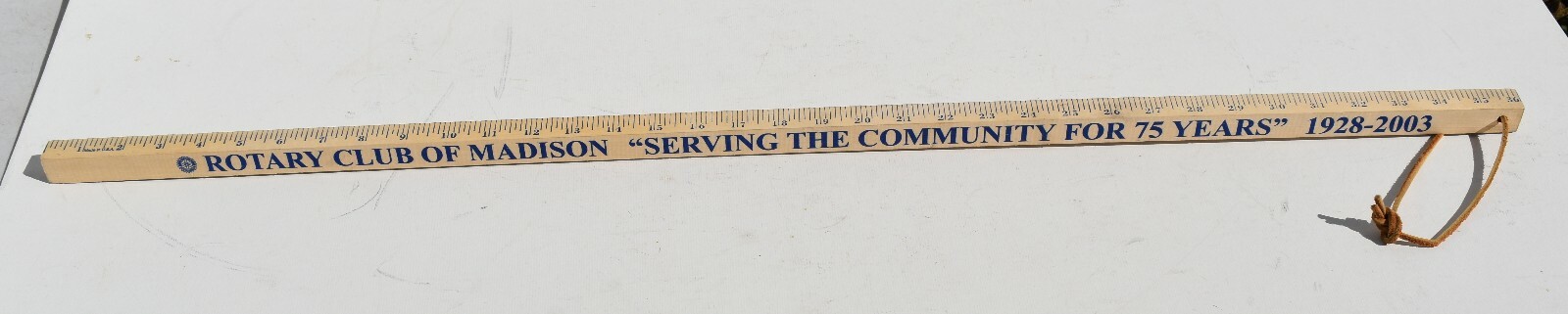 1928-2003 ROTARY CLUB OF MADISON CONNECTICUT WOODEN MEASURING STICK/RULER