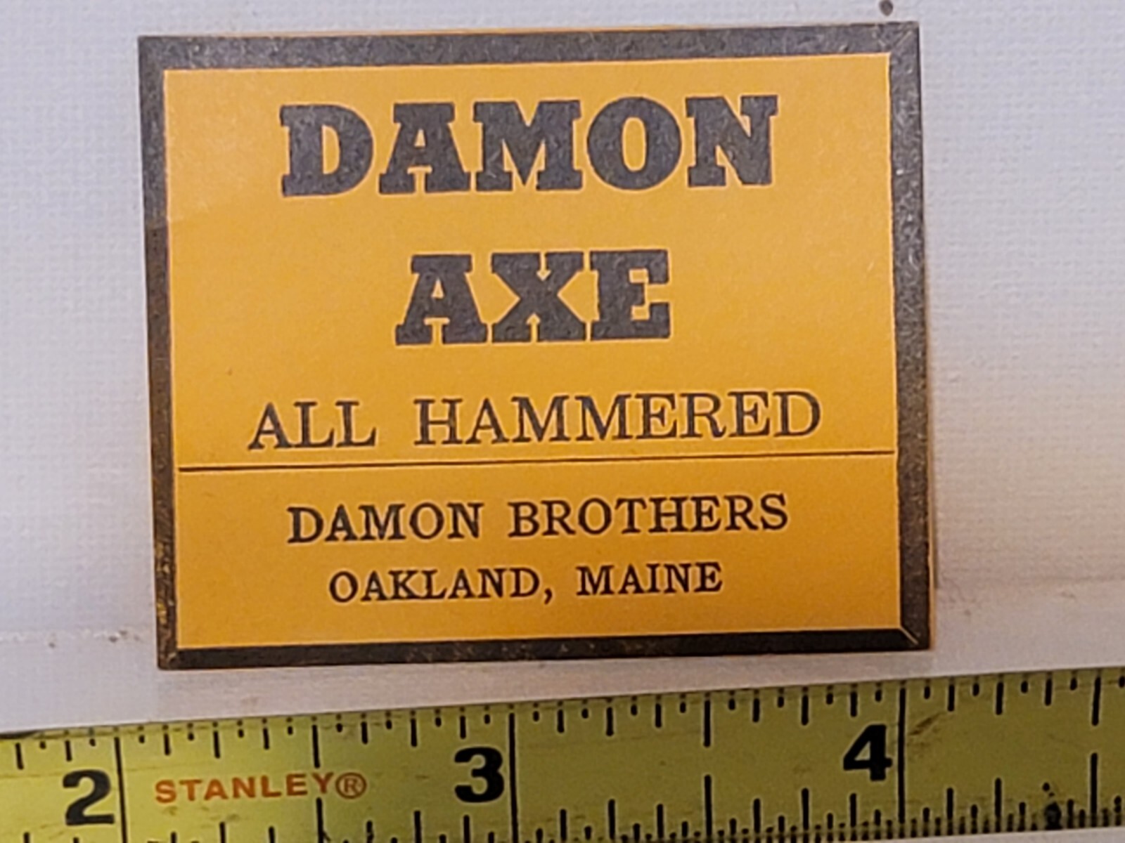 axe label DAMON AXE LABEL HAMMERED AXE OAKLAND MAINE RARE GREAT CONDITION