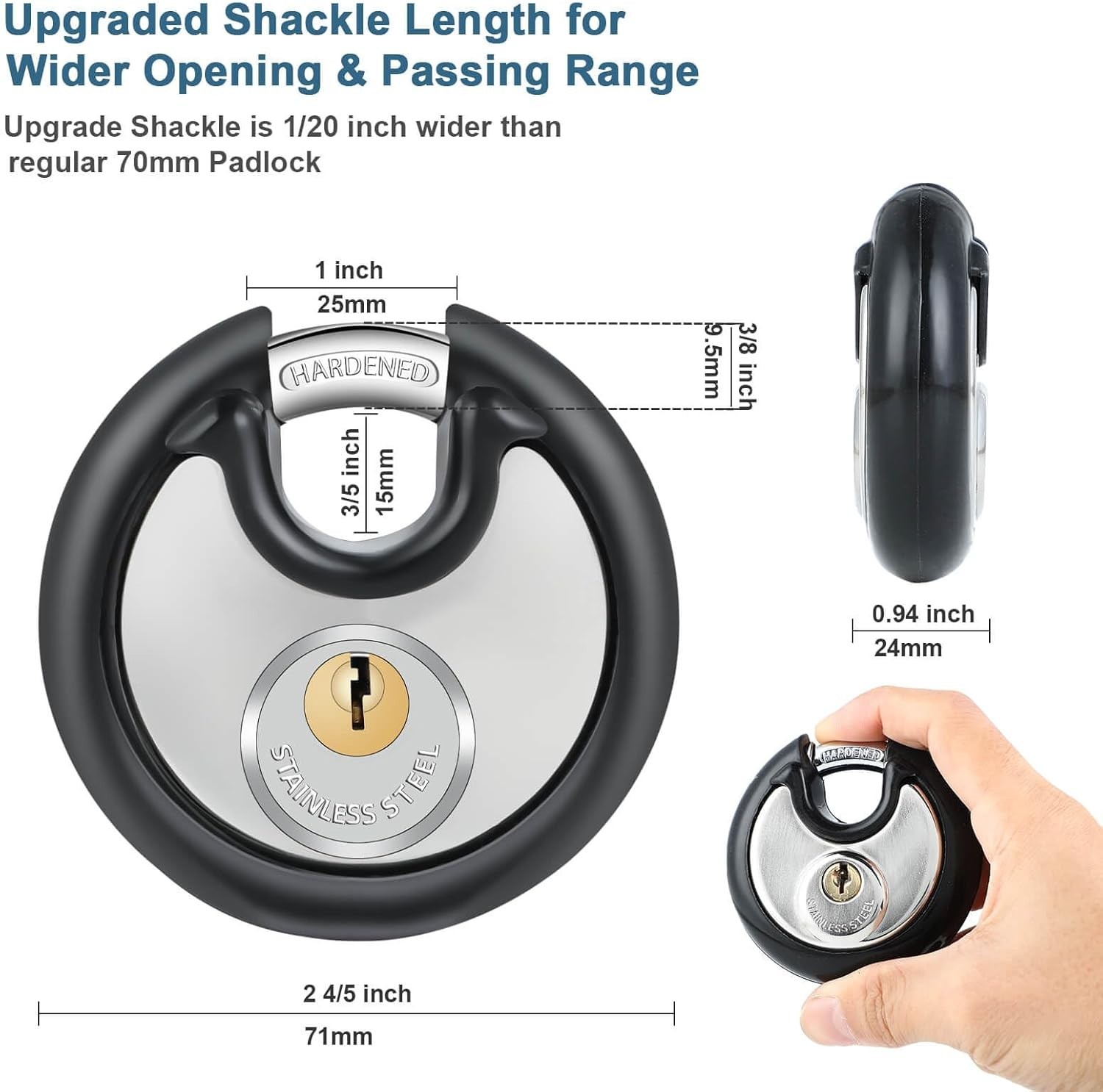 Heavy Duty Discus Padlock Set – 4 Pack with 8 Same Keys for Ultimate Security