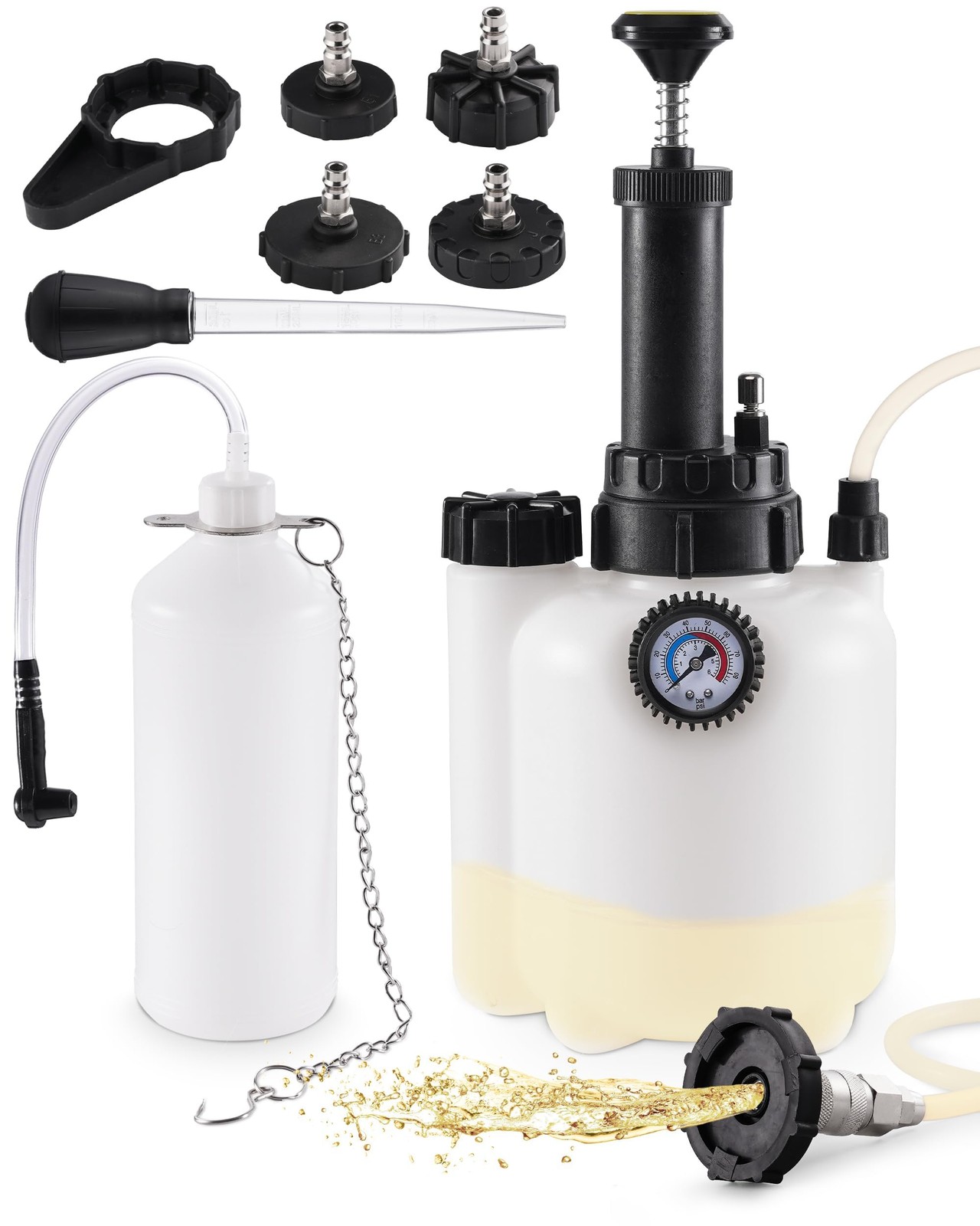3L Brake Fluid Bleeder Kit w/ 1L Catch Bottle, Pressure Brake Bleeding Tool, …