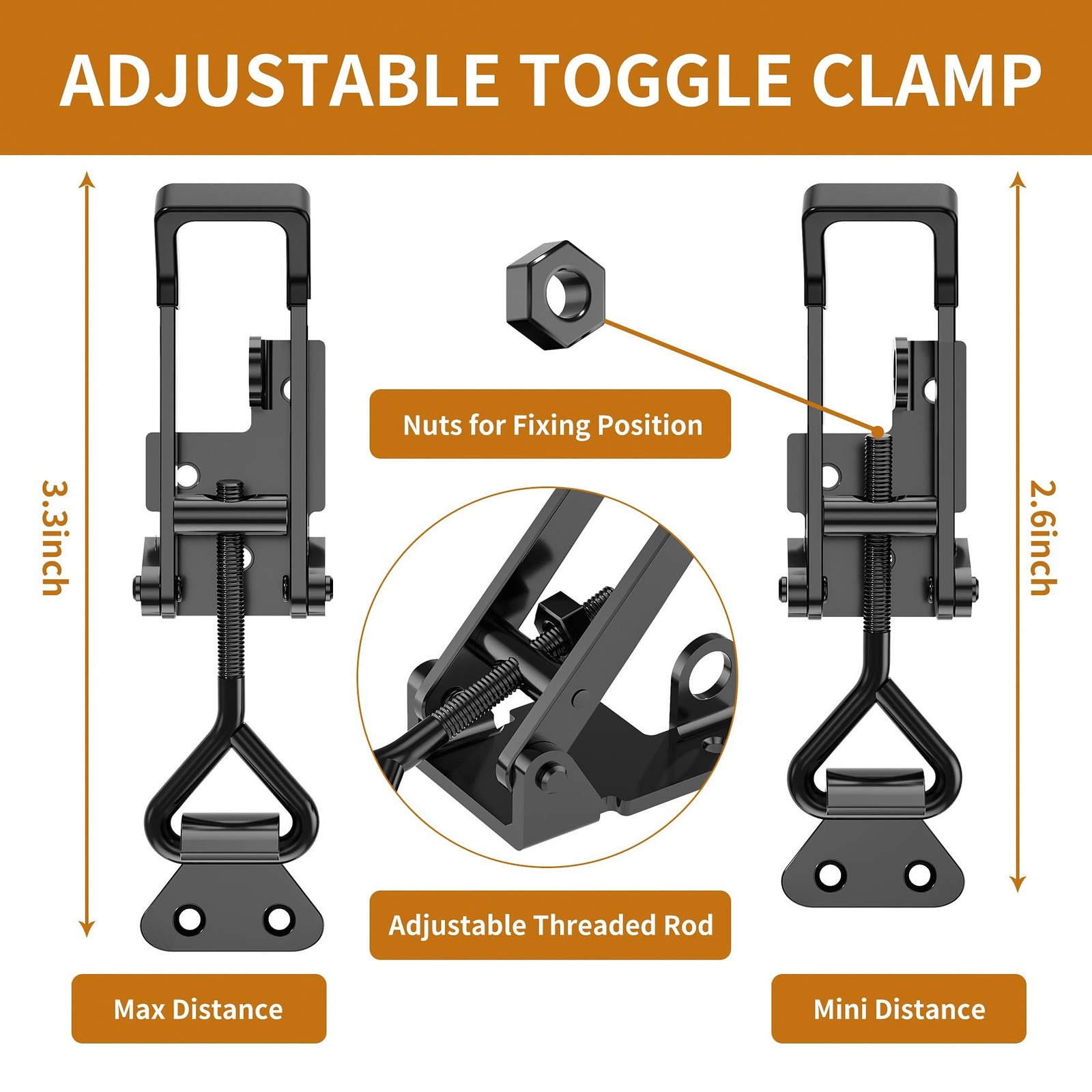 8Pack Heavy Duty Toggle Clamp Latch,4003 Style 1320lbs Capacity Pull Clamp Bl…