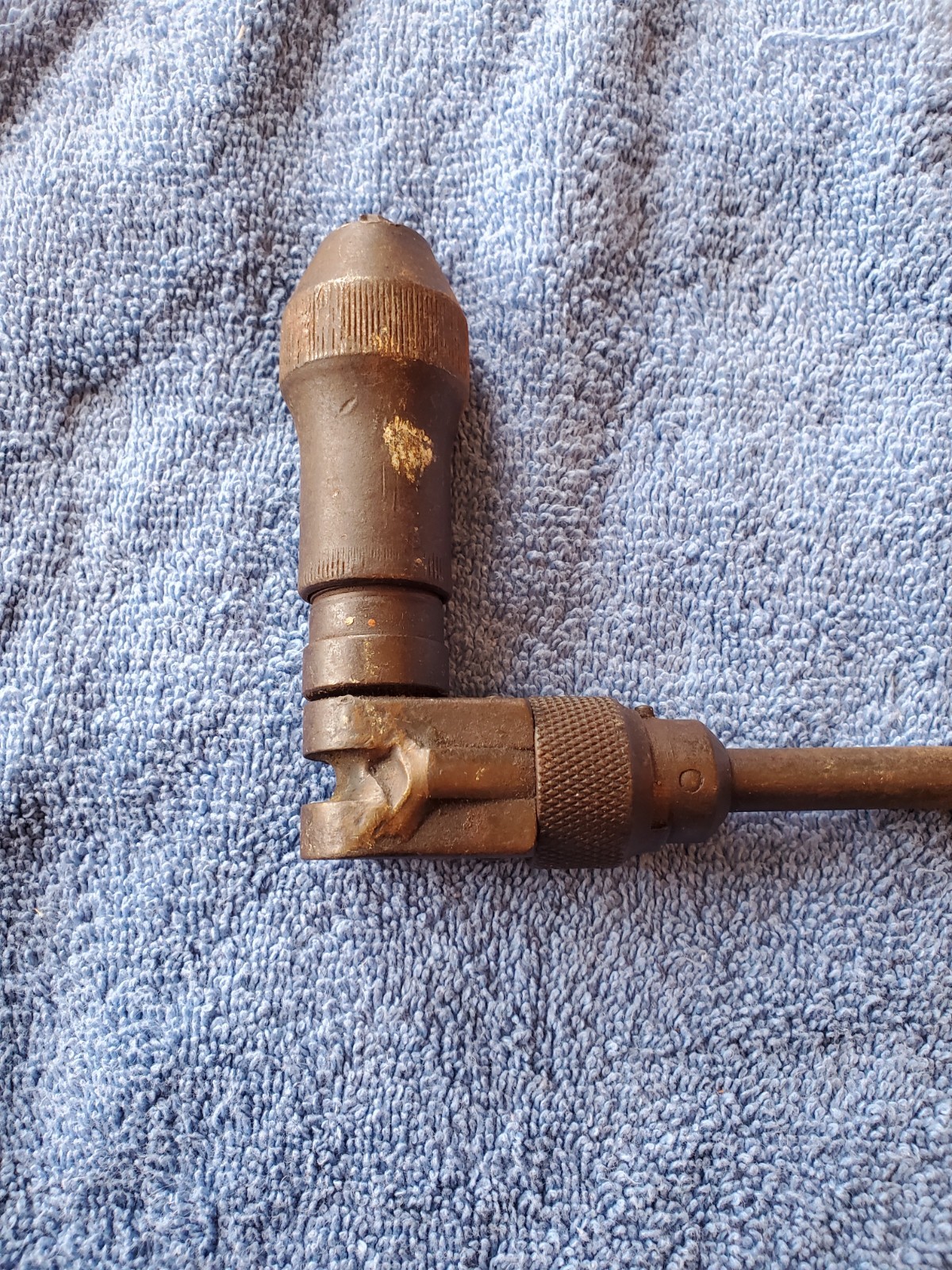 Antique Hand Crank Auger Drill Vintage Woodworking Tool with Wood Handles