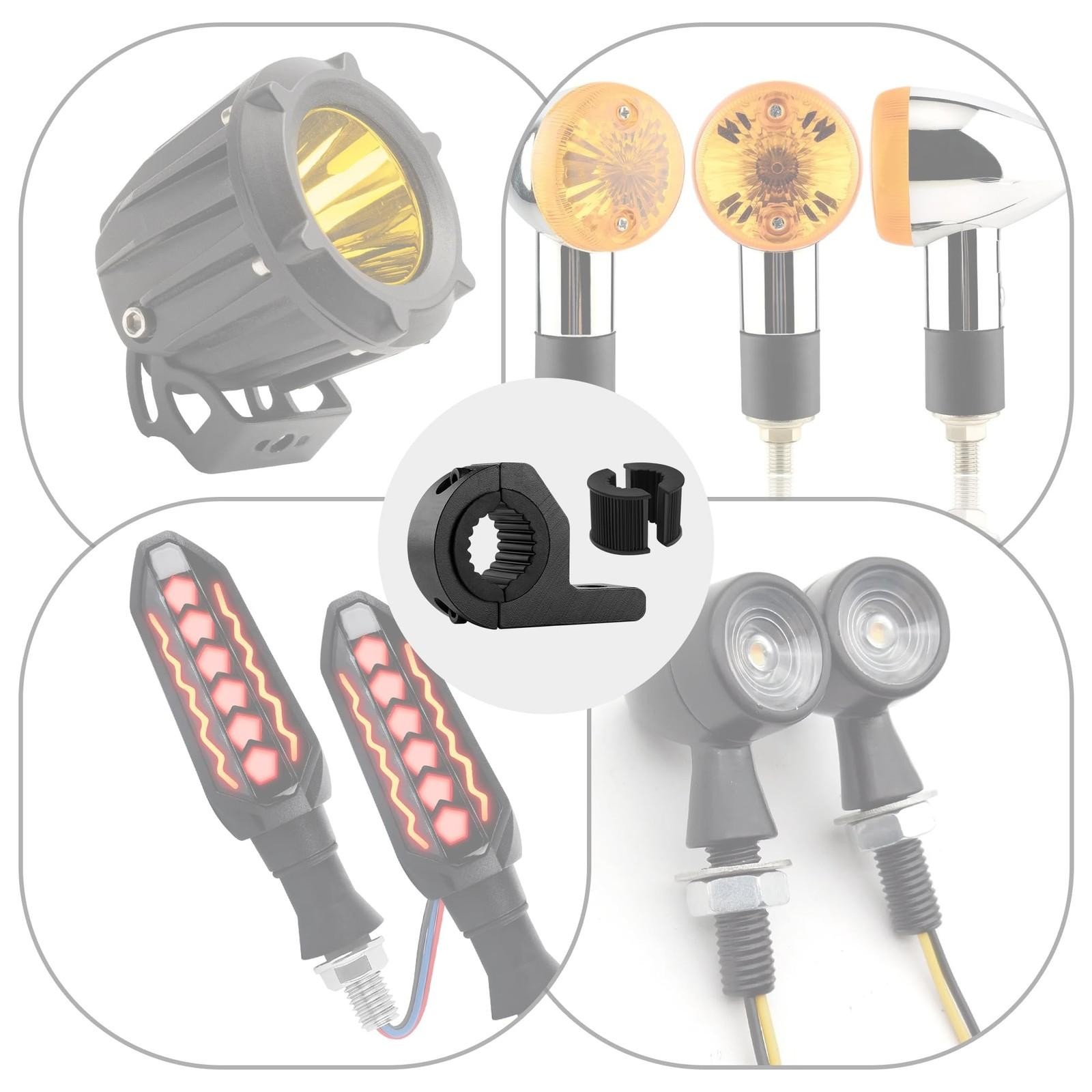 2pcs Motorcycle Light Bar Mounts – Universal 0.75″ 1″ 1.25″ Tube Clamp LED Li…