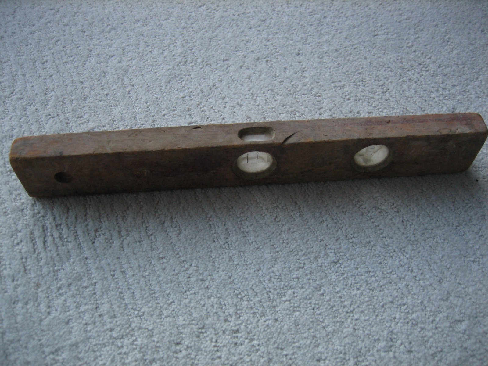 Vintage Wooden Primitive Red Painted 3 Bubble 18″ Level