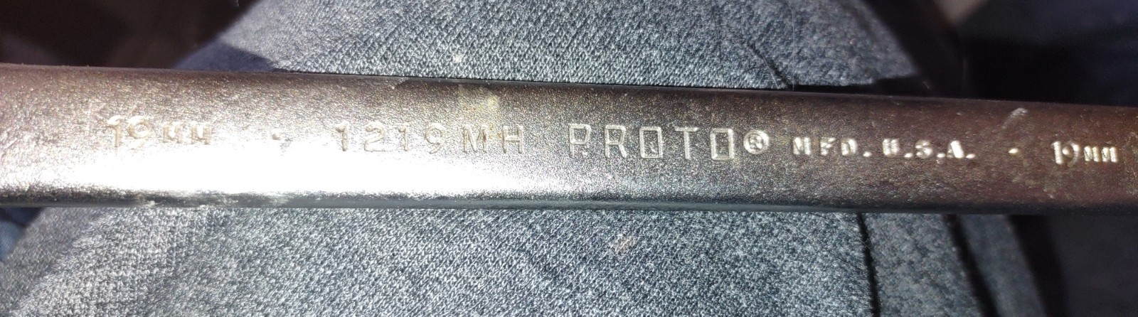 Vintage Proto 1219MH 19mm Metric Combination Wrench, 6 Point, Satin Finish