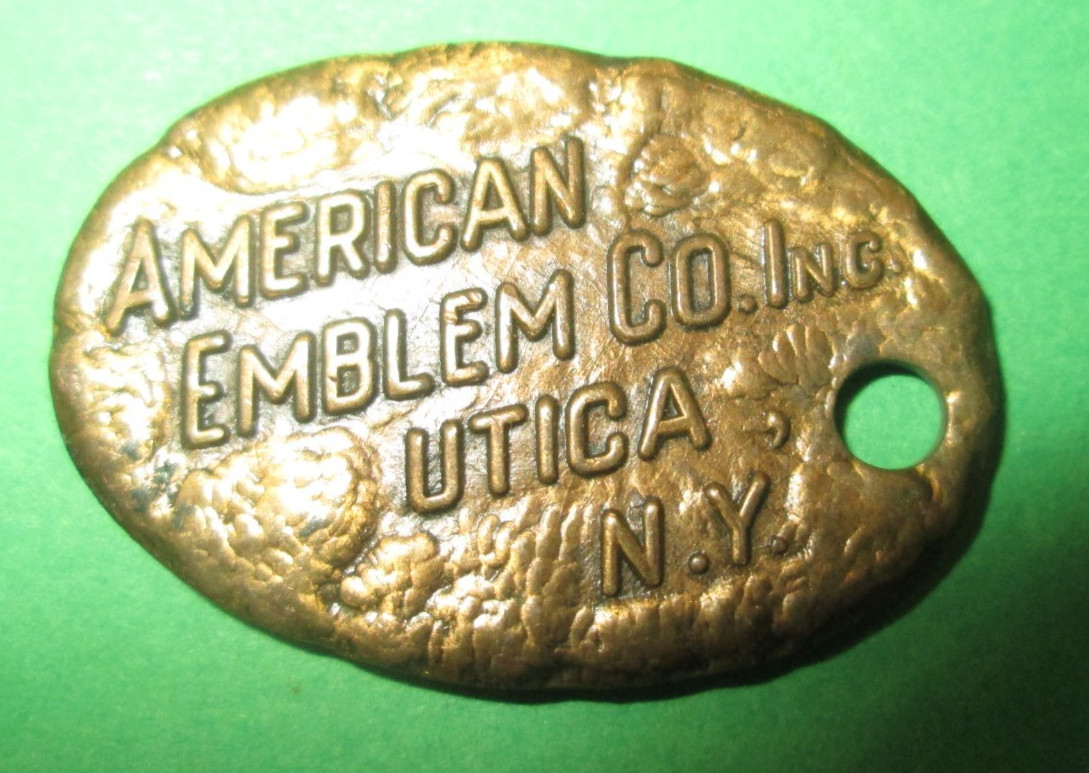 VTG BRASS AMERICAN EMBLEM CO.,UTICA NY LOST KEY TAG FINDER RETURN IF FOUND 7540