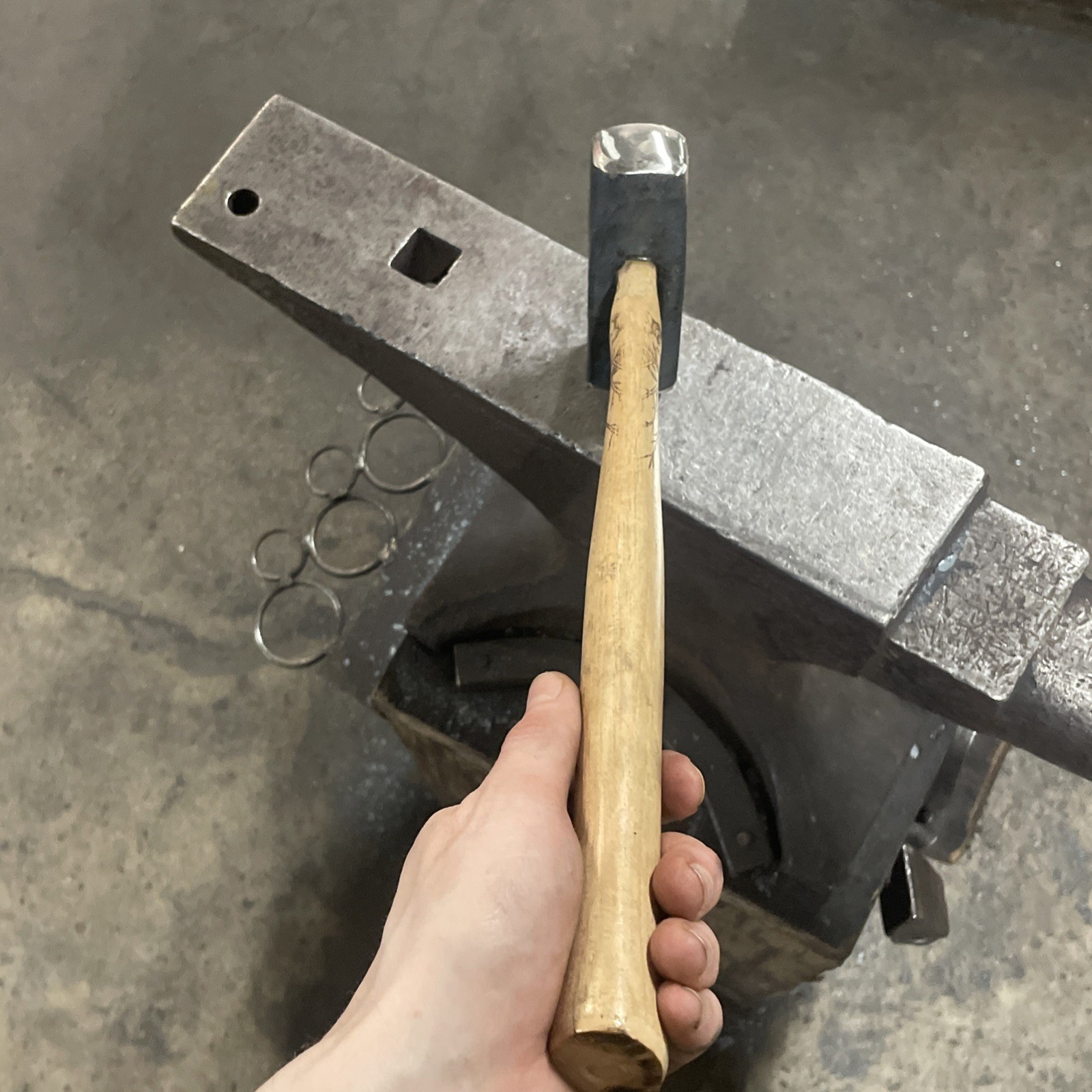 Storm Cloud Engraved 2 1/2 Lb Round/ Flattening Hammer/ Hand Forged 4140 Steel