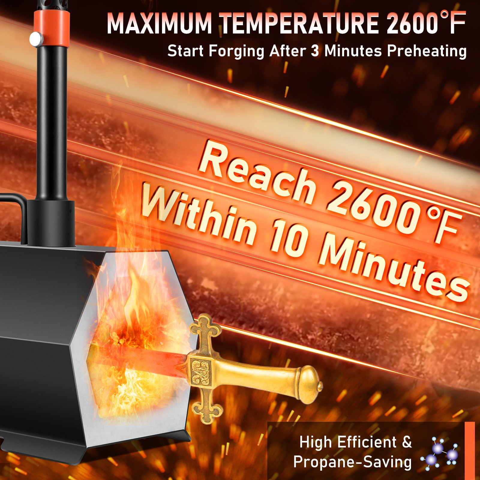 VEVOR 2b Gas Propane Forge Furnace Burner Blacksmith Farrier Knife Metal Forging