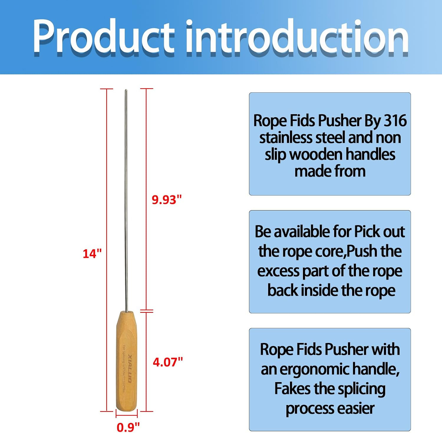 Rope Splicing Tool Kit with 6 Stainless Steel Mirror Polishing Splicing Tool and