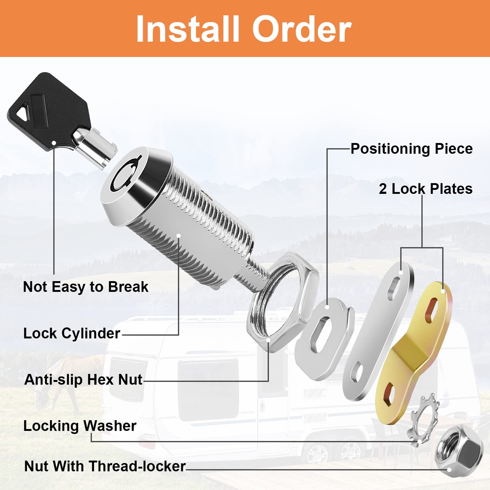 Keyed Alike Cam Locks 5/8″ RV Storage Lock Set with 8 Keys Chrome Finish