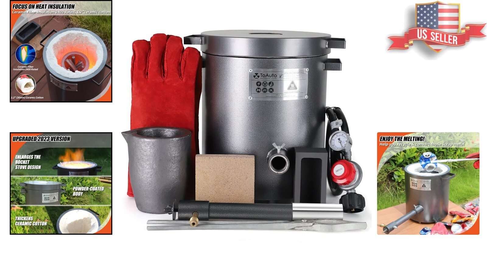 1300°C Propane Melting Furnace Kit – 6KG Capacity for Gold & Silver Smelting