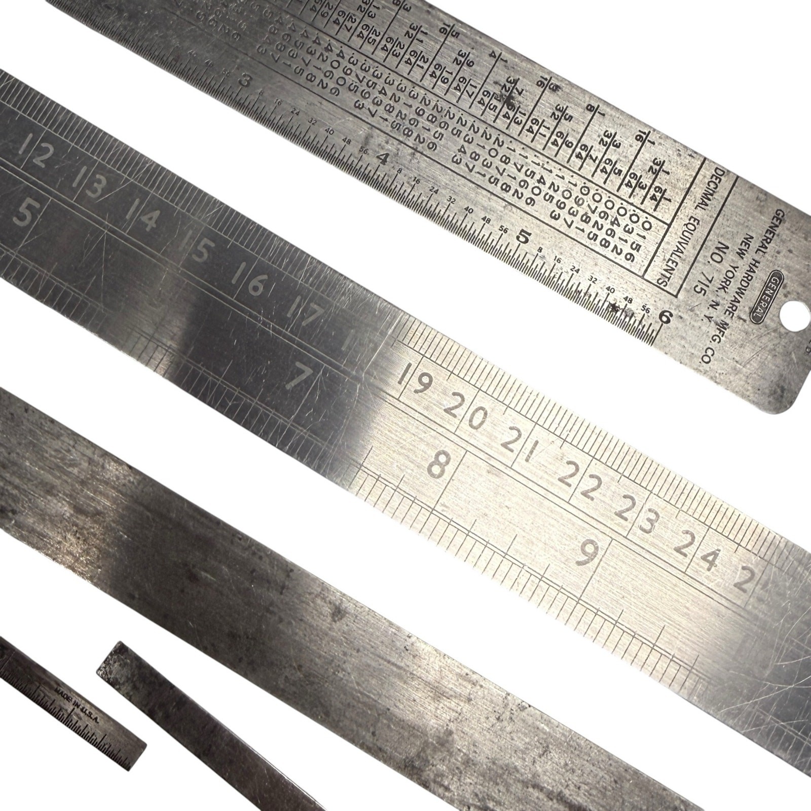 Lot of 8 Vintage Machinist Rulers Starrett Cincinnati General Tempered Steel