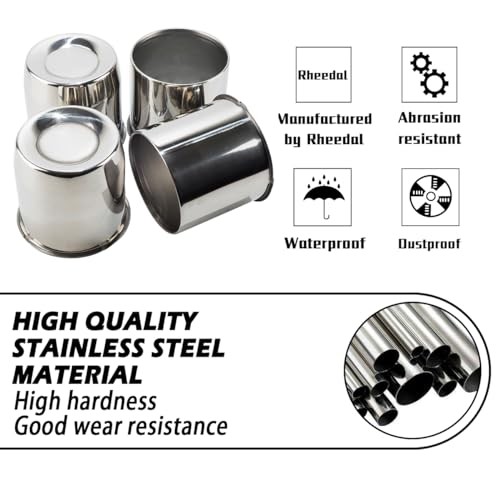 4Pcs 5.15inch Stainless Trailer Wheel Center Caps Push 5.15″ OD Mirror Polished