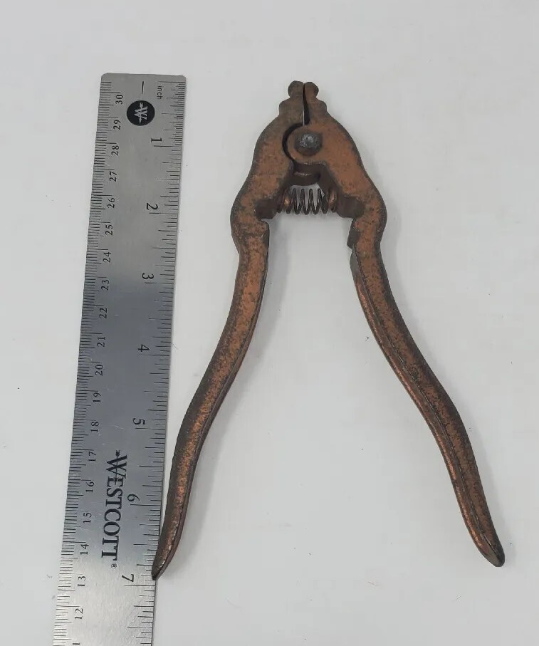 Vintage IXL Chain Plier Patented Malleable Iron Peerless Light Co. Copper Finish