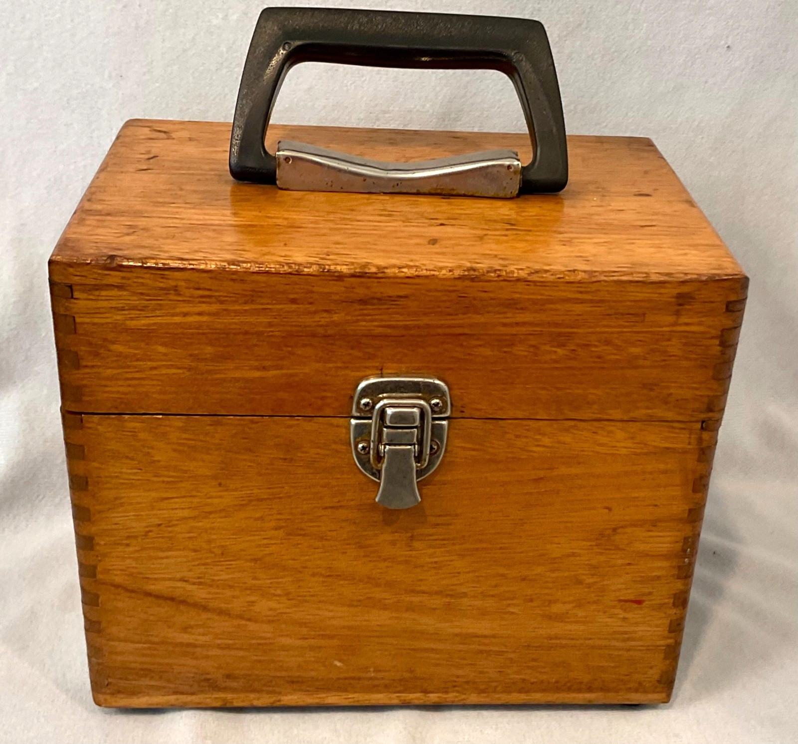Vintage Oak Scientific Instrument Case Wood Box Tool Storage Box with Handle