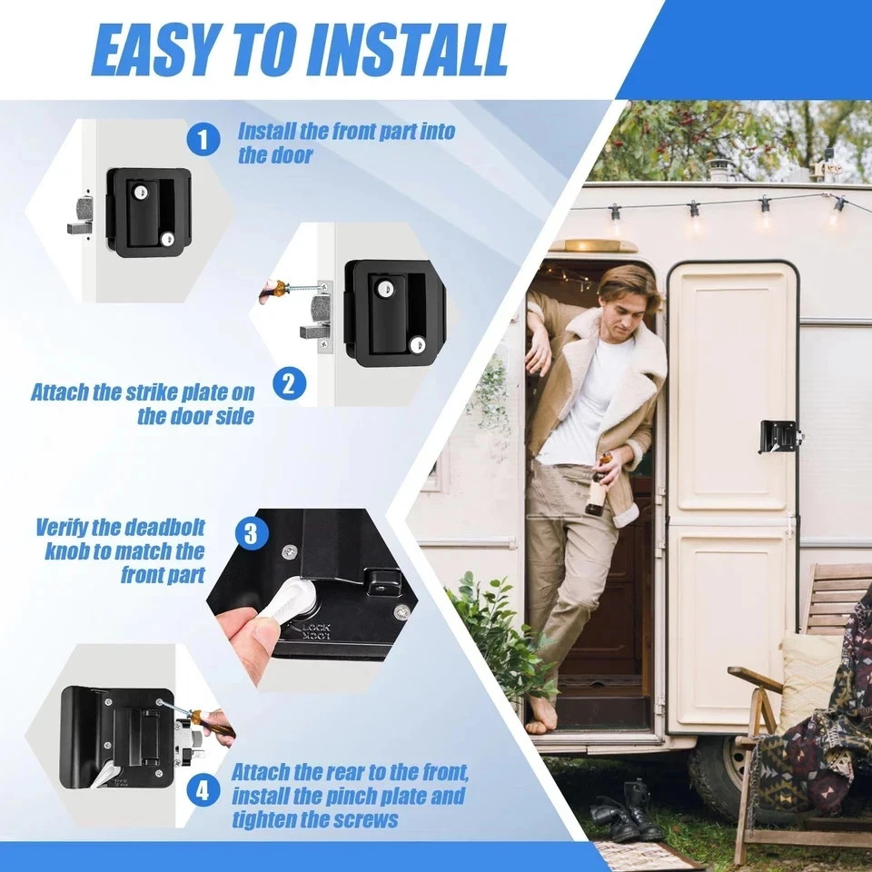 RV Entry Door Lock Replacement – Upgrade Door Latch Handle With Paddle Deadbo…