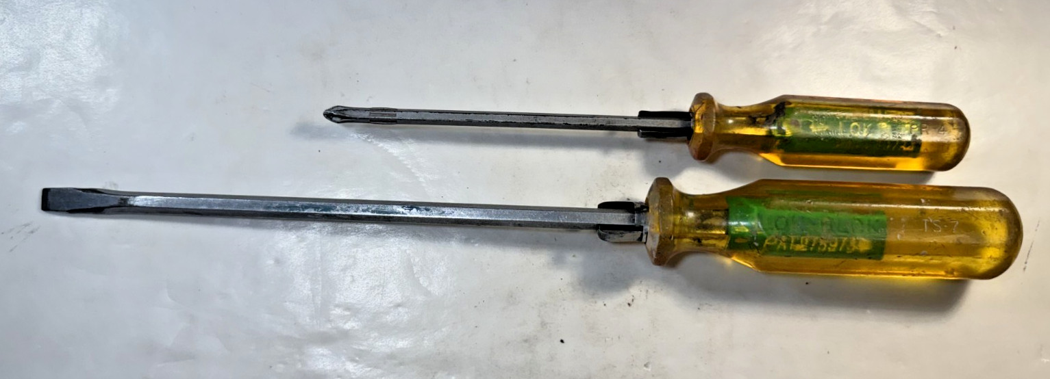 Lot of 2 Upson Tools Lok-Blok EZ Hold Screwdrivers PR-4 Phillips TS-7 Flat