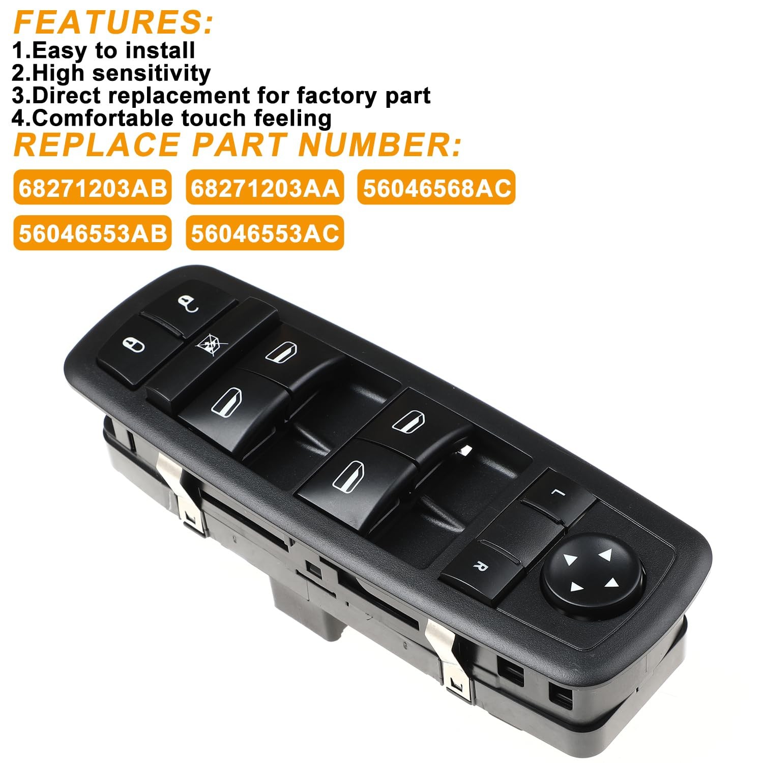 Front Left Driver Side Master Power Control Window Switch for Dodge Black