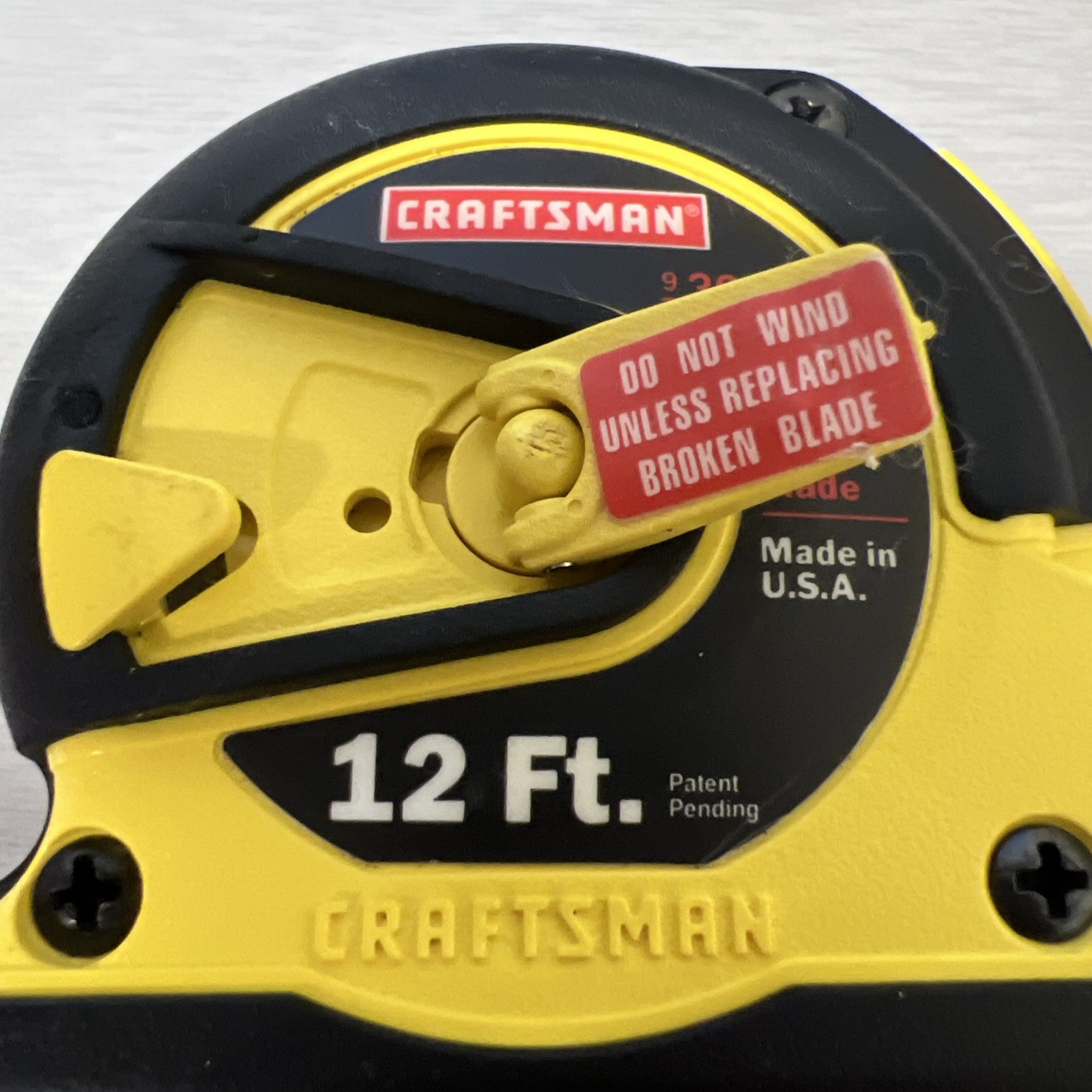 Sears Craftsman USA Yellow 12’ Lock Tape Measure 39531 EZ Change Blade- EXC cond