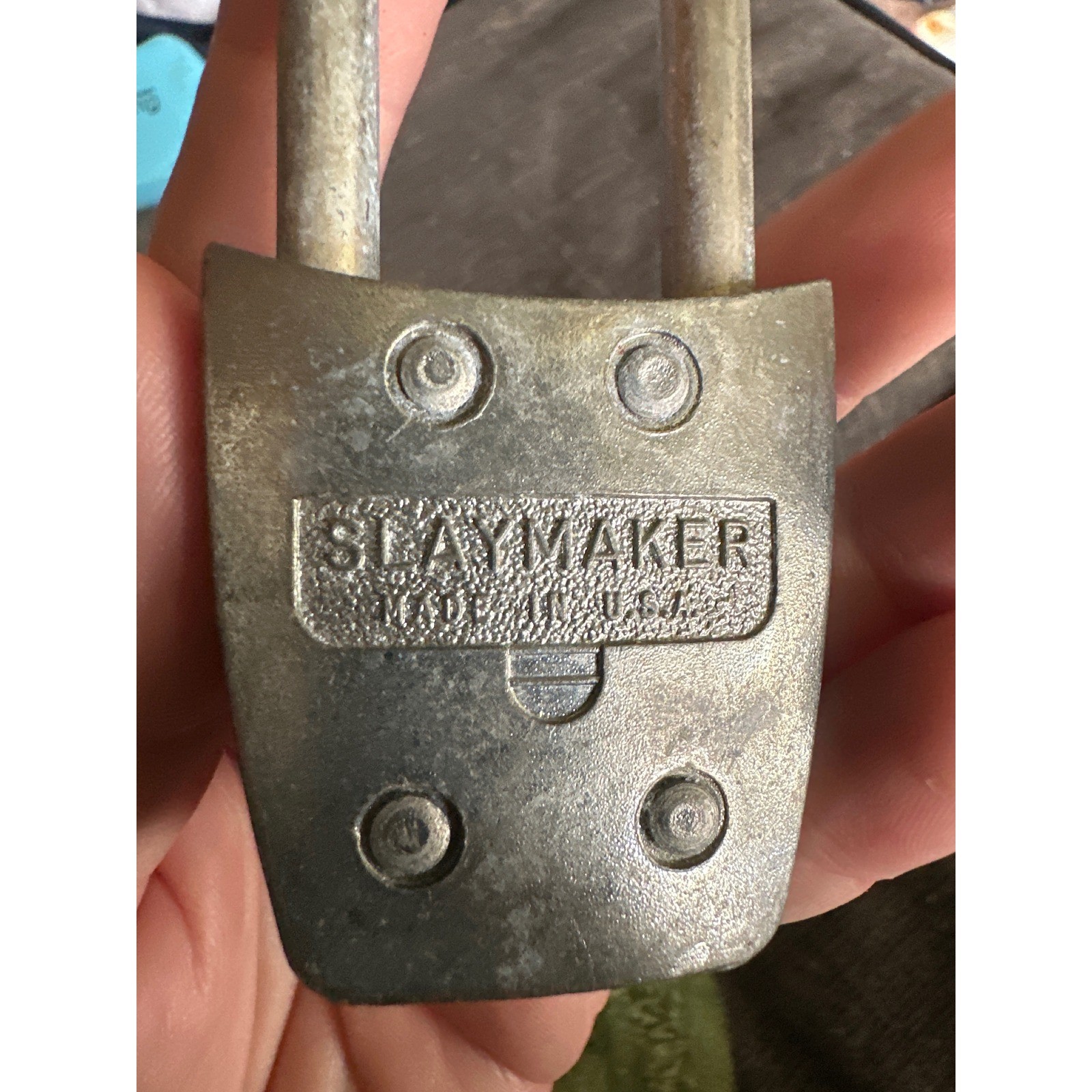 Vintage Slaymaker Rustless Padlock Long Shackle Made in USA Silver Tone No Key