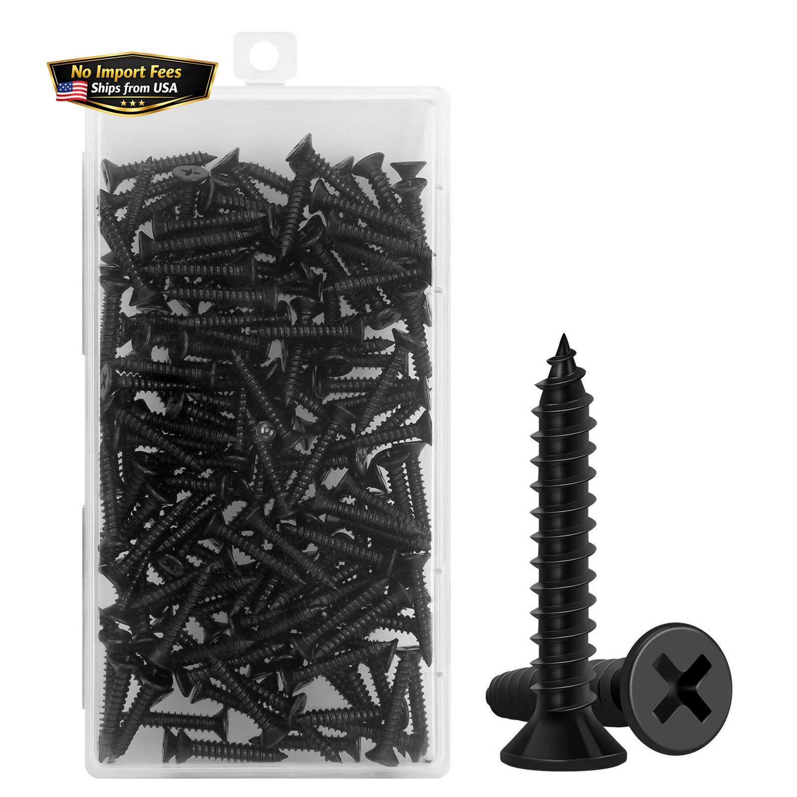 Wood Screws 1 Inch, 130 PCS Premium Flat Head Phillips Black Wood Screws, Sel…
