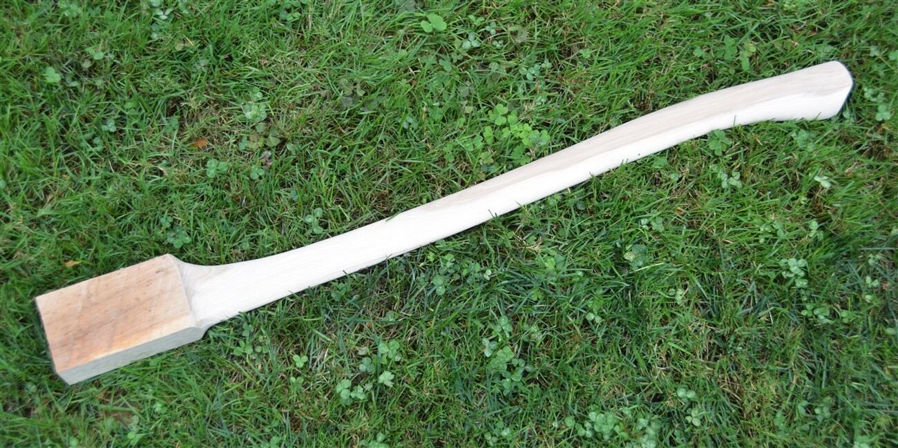 HICKORY 28″ Single Bit Bent Boy’s AXE HANDLE ~UNFINISHED~ Oversized Raw Eye