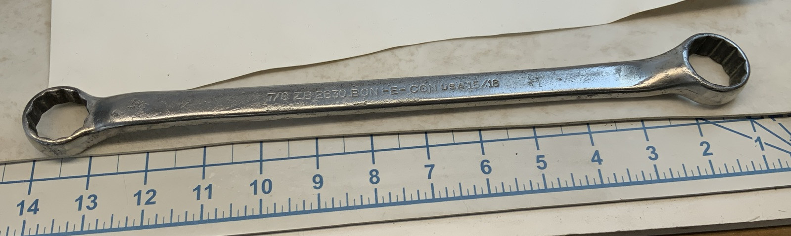 BONNEY Bon-E-Con ZB2830, 7/8in. X 15/16in. 12pt Box End Wrench, USA