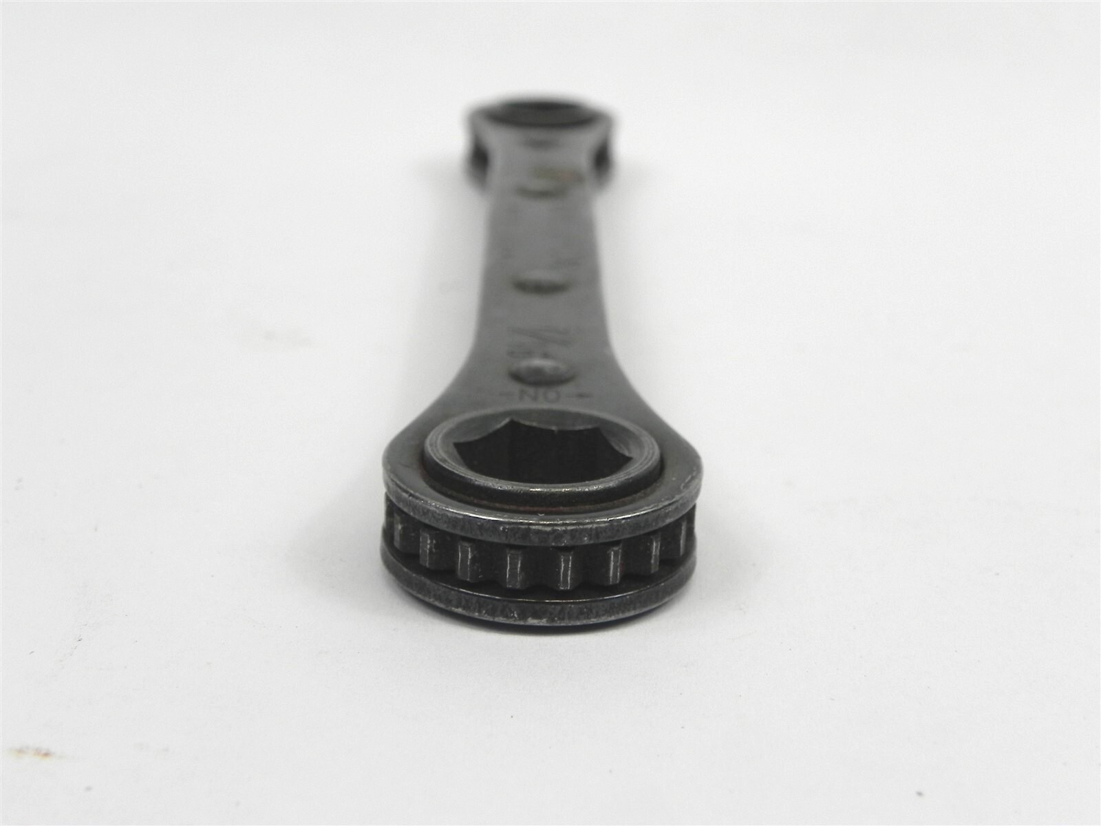 VINTAGE USED CHEVRON RATCHET WRENCH 3/8 INCHES BY 7/16 INCHES WITH USAGE WEAR