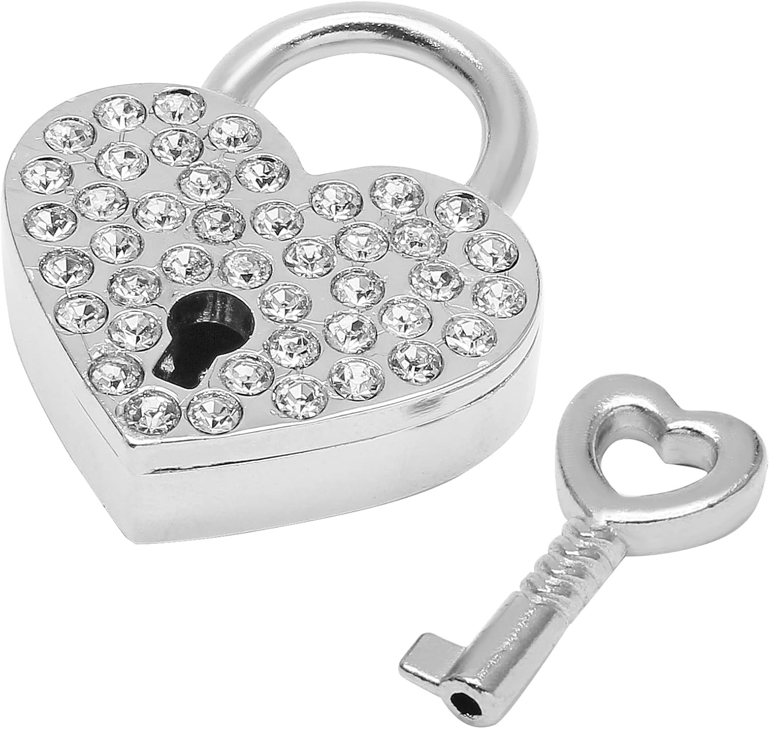 Heart Shaped Padlocks, Small Silver Padlock with Keys Metal Decorative Locks for
