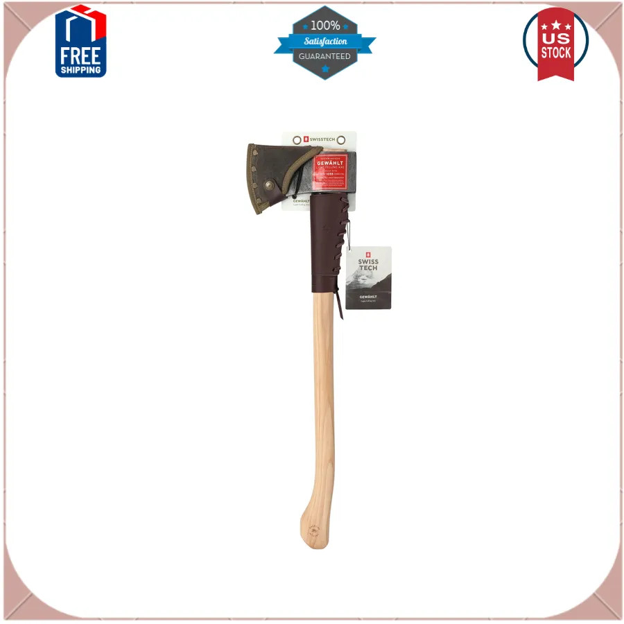 Swiss Tech 28 Inch Forged Steel Felling Axe with American Walnut Handle