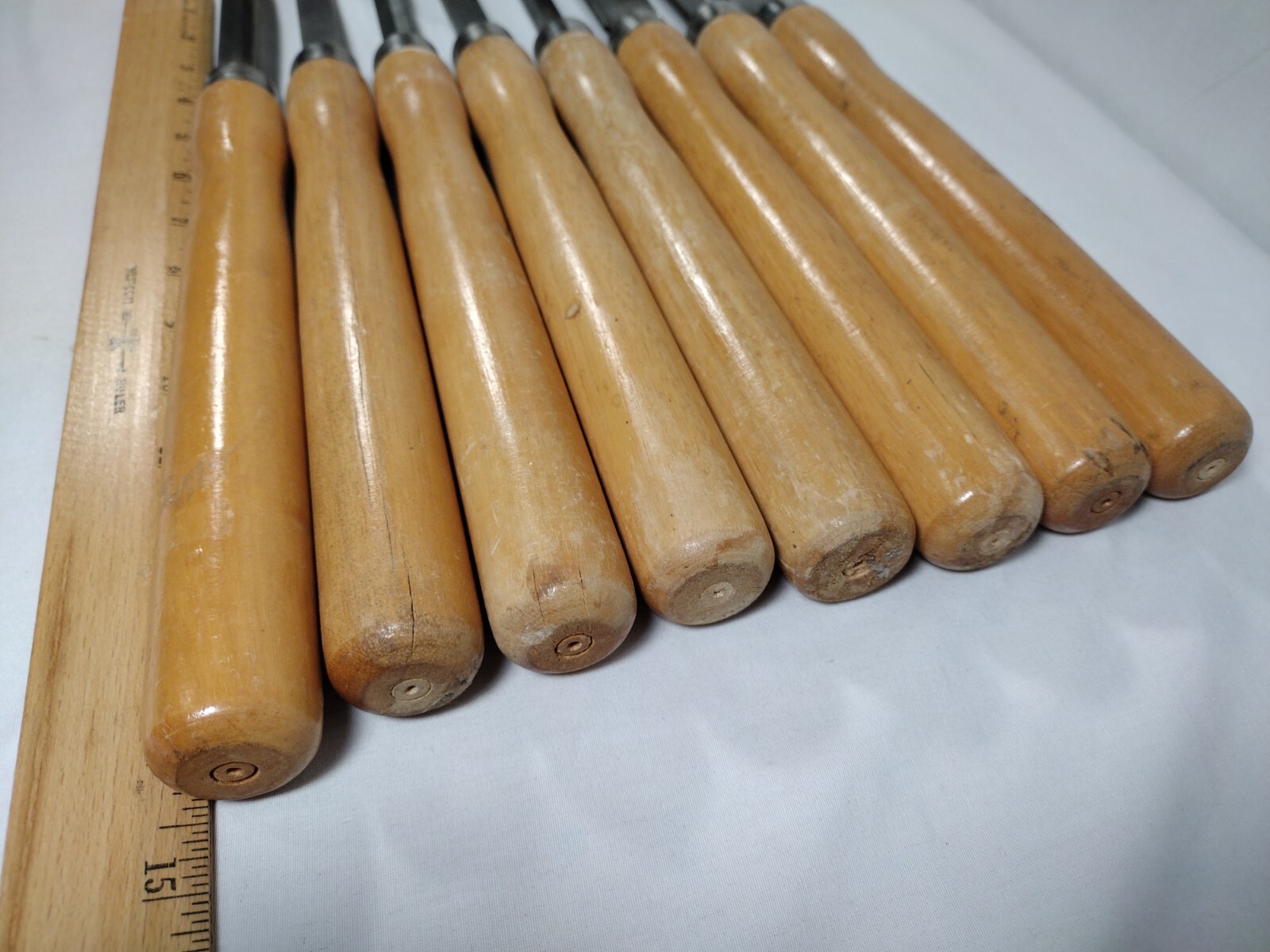 Lot of 8 Vtg Lathe Tools/ Chisels 14” Parting, Skew, Shear & Round Nose Scrapes