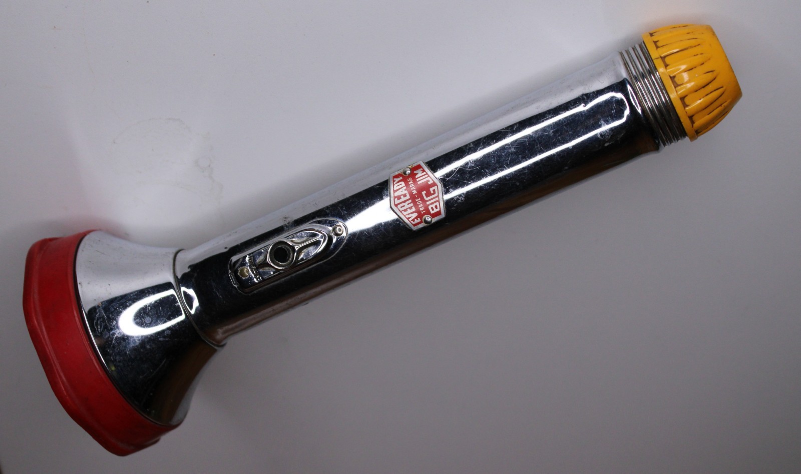Vintage Eveready “Big Jim” Flashlight – Chrome Body – Red Bezel / Bright Star Ca